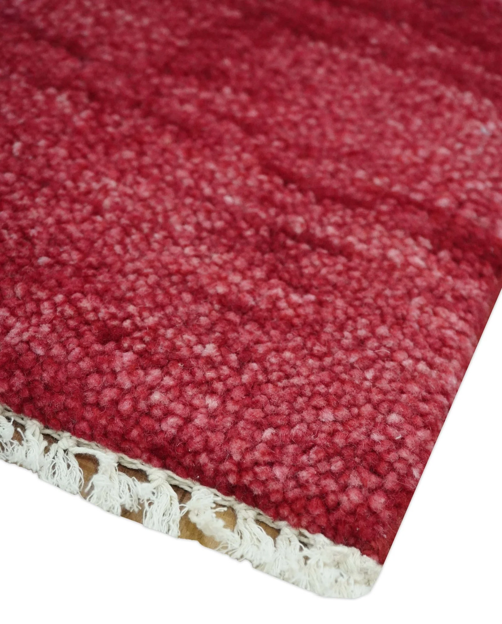 2X2.6 Solid Plain Red Hand knotted wool area rug - Image 3