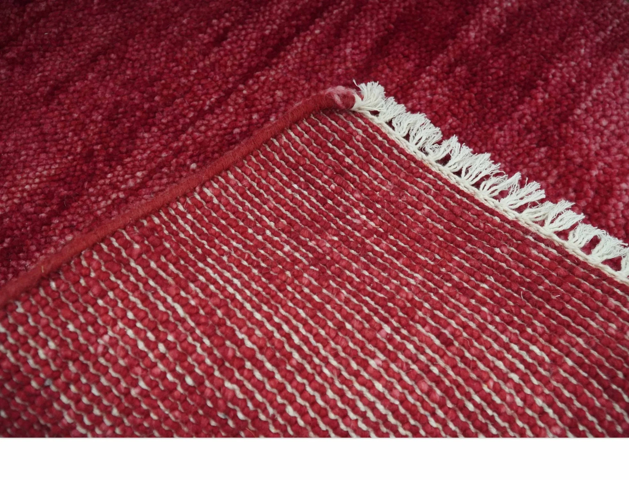 2X2.6 Solid Plain Red Hand knotted wool area rug - Image 5