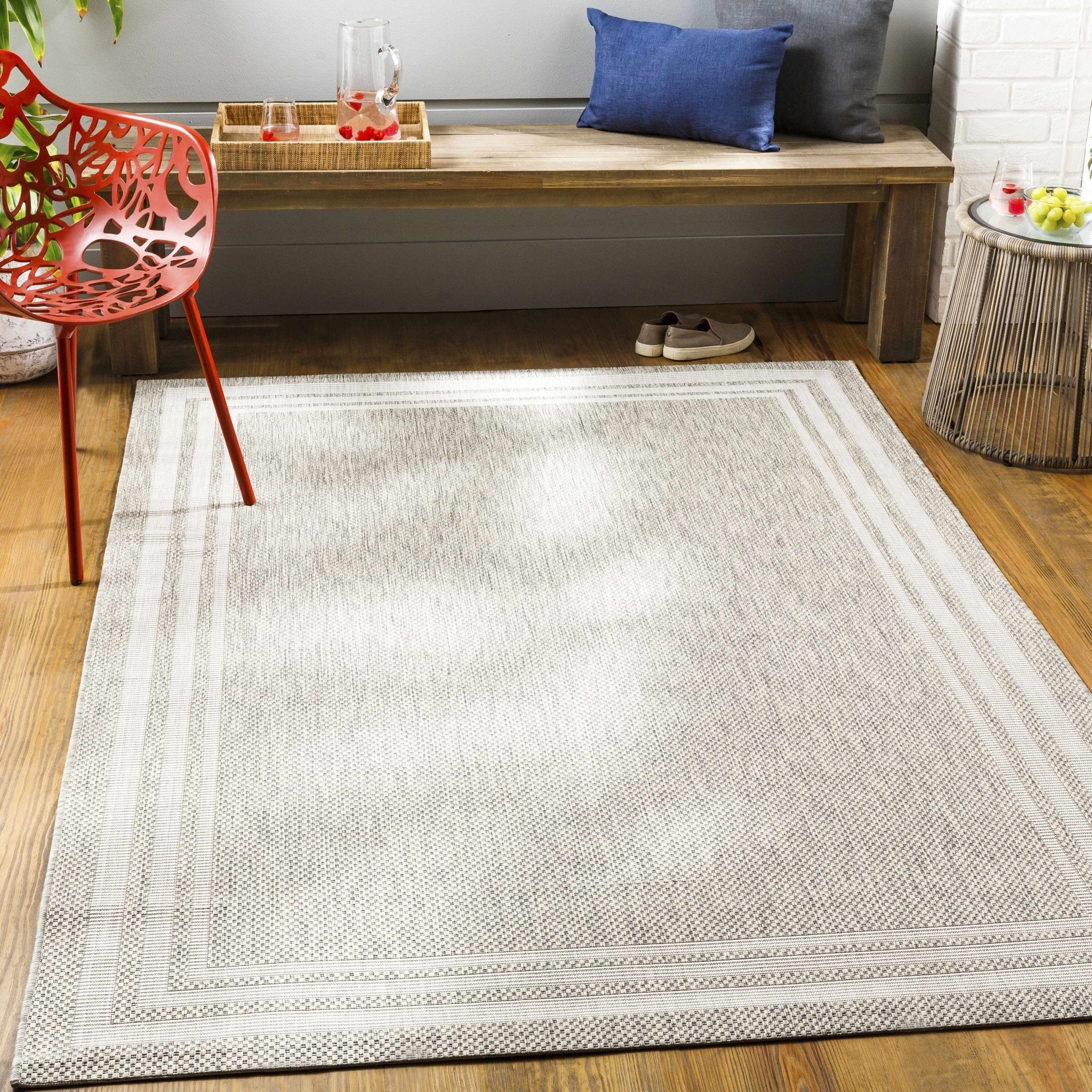Solid Beige and Ivory Indoor and Outdoor Multi size Area Rug - Image 2