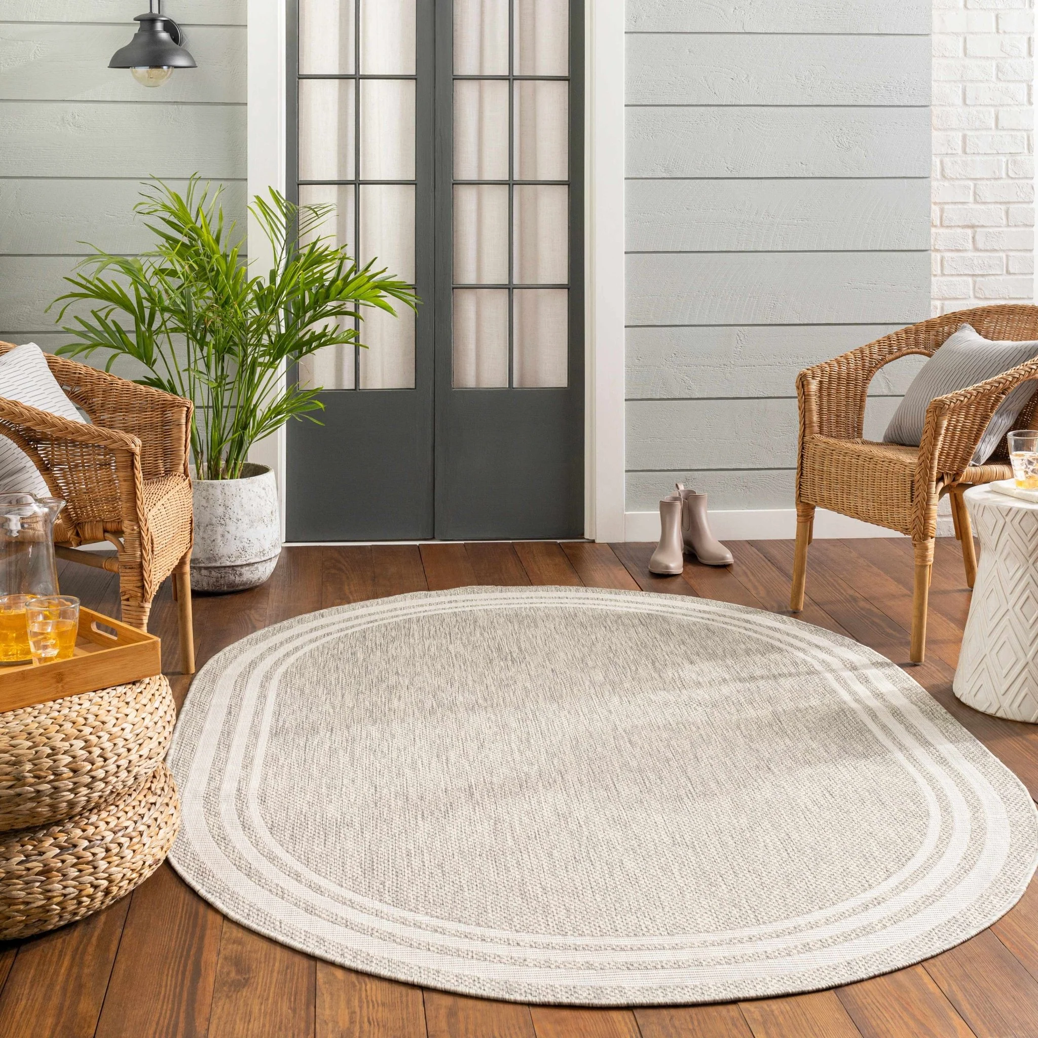 Solid Beige and Ivory Indoor and Outdoor Multi size Area Rug - Image 21