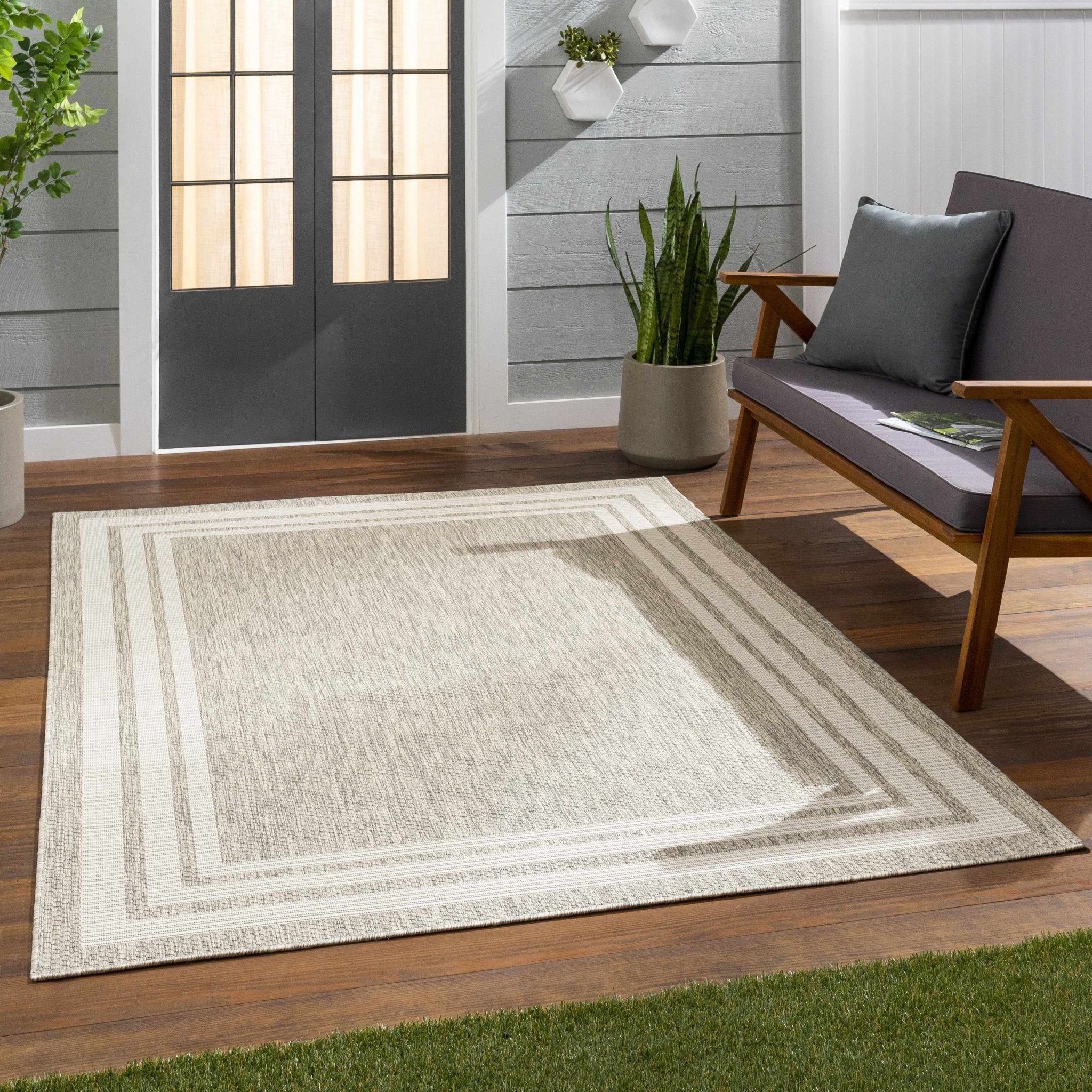 Solid Beige and Ivory Indoor and Outdoor Multi size Area Rug - Image 22