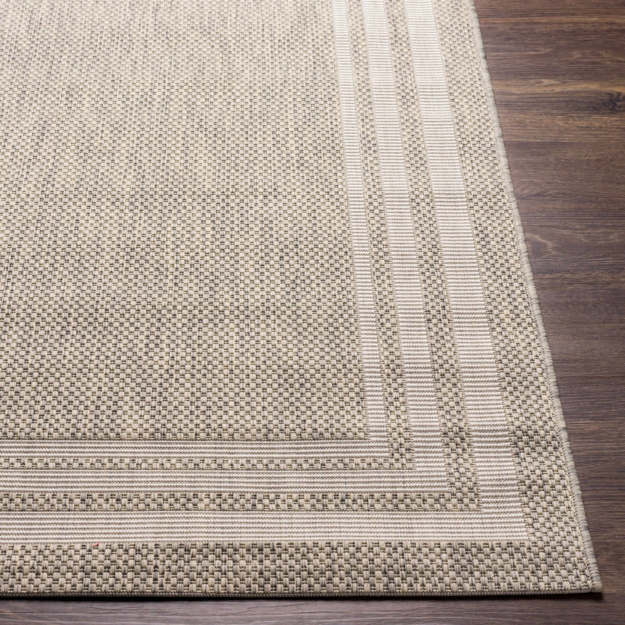 Solid Beige and Ivory Indoor and Outdoor Multi size Area Rug - Image 3