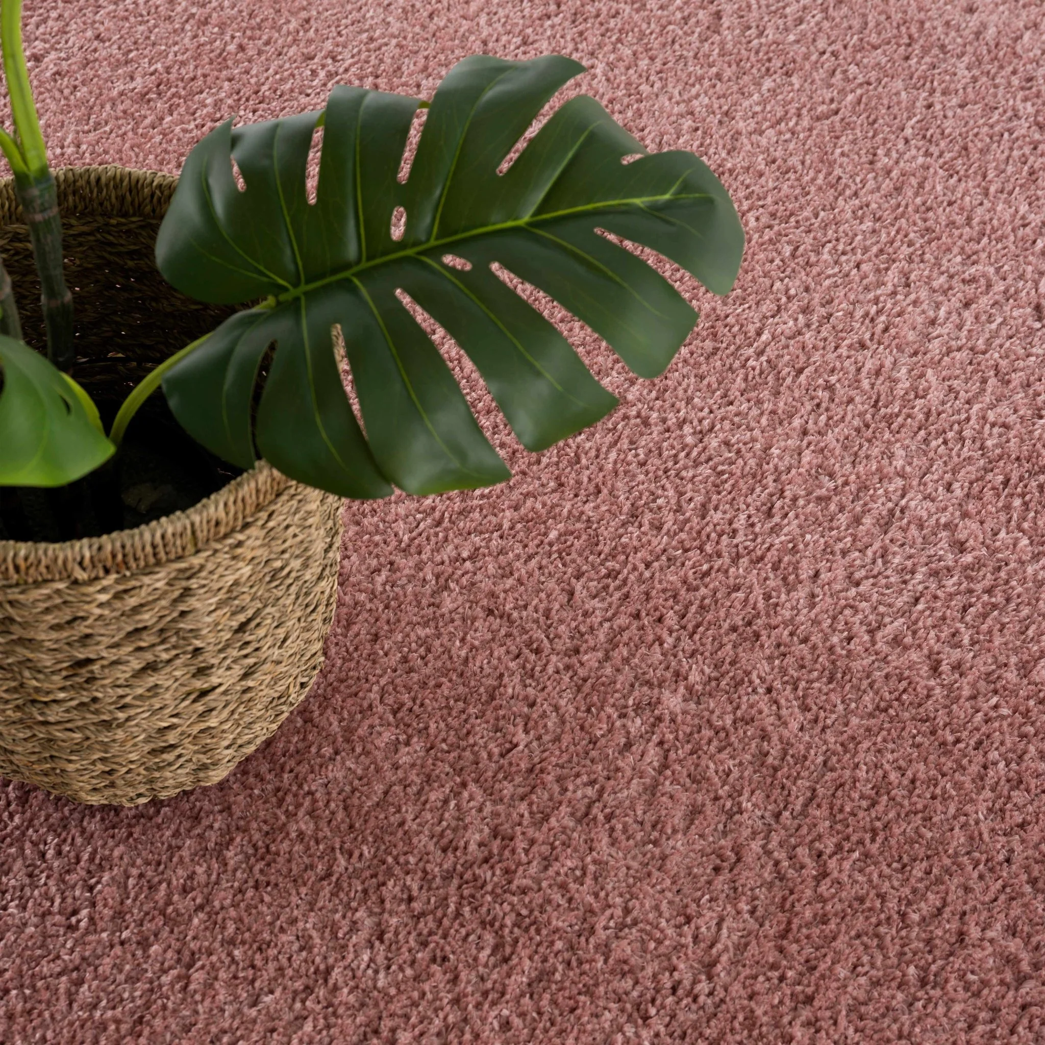 Solid Pink Peach Plush Pile contemporary Style Area Rug - Image 11
