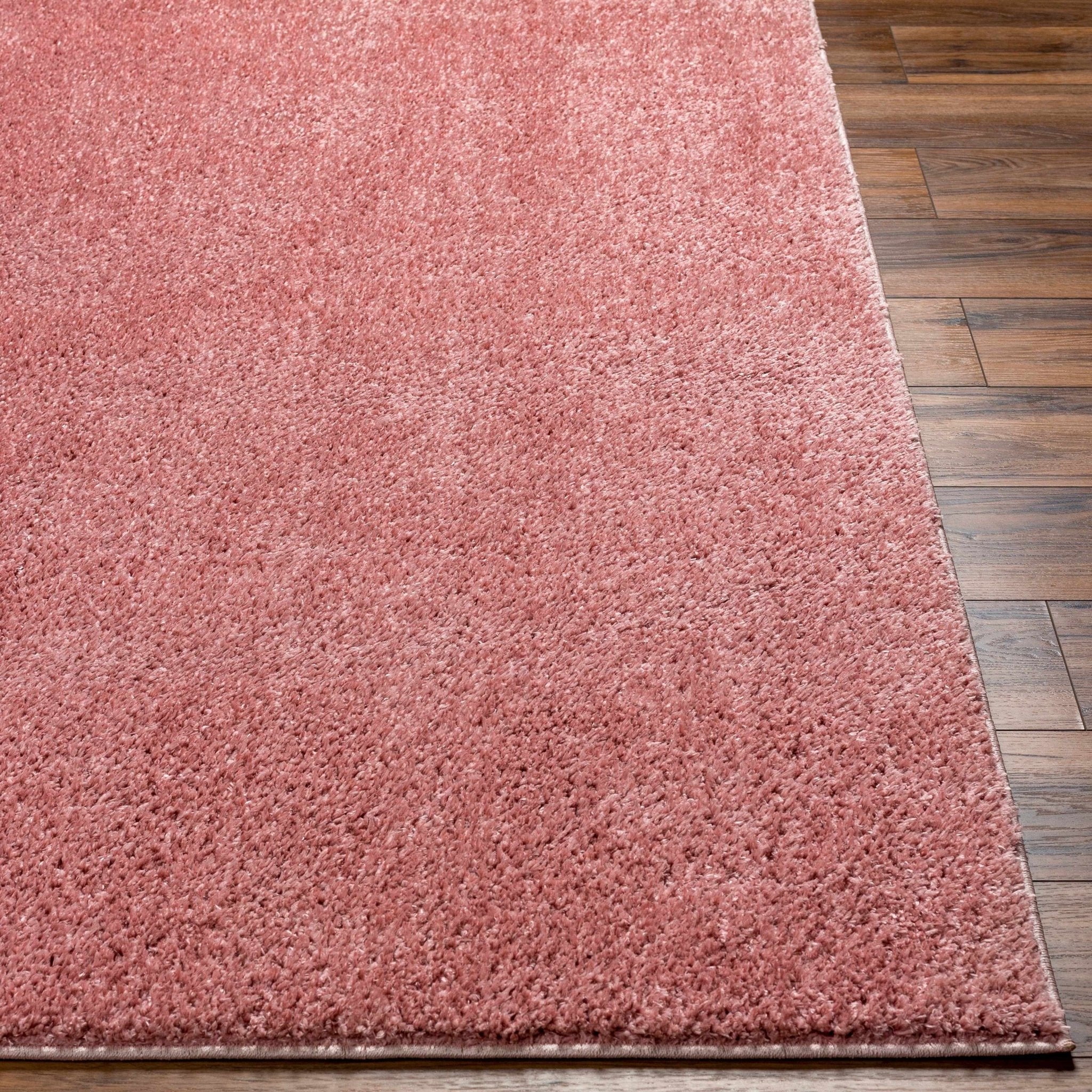 Solid Pink Peach Plush Pile contemporary Style Area Rug - Image 14