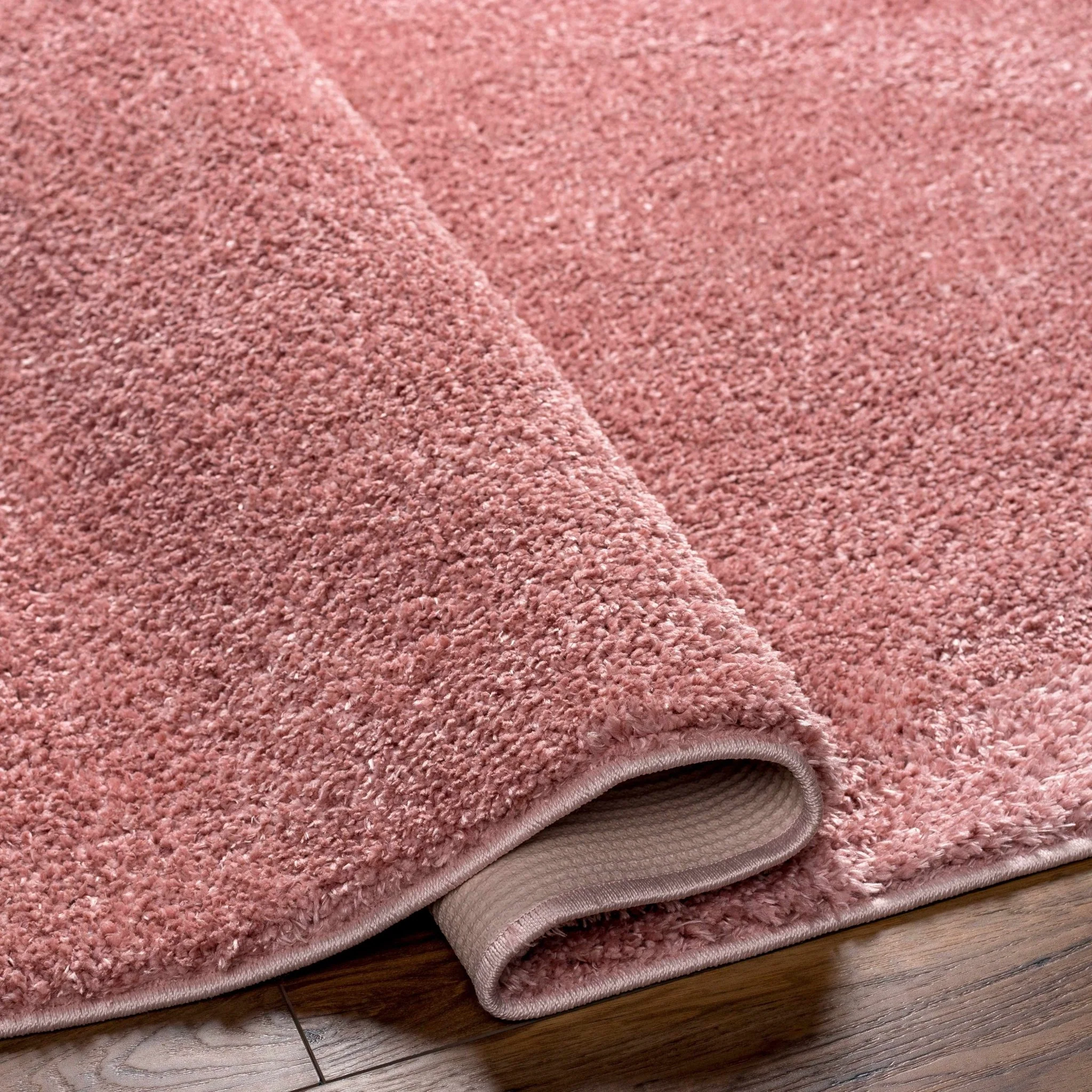 Solid Pink Peach Plush Pile contemporary Style Area Rug - Image 16