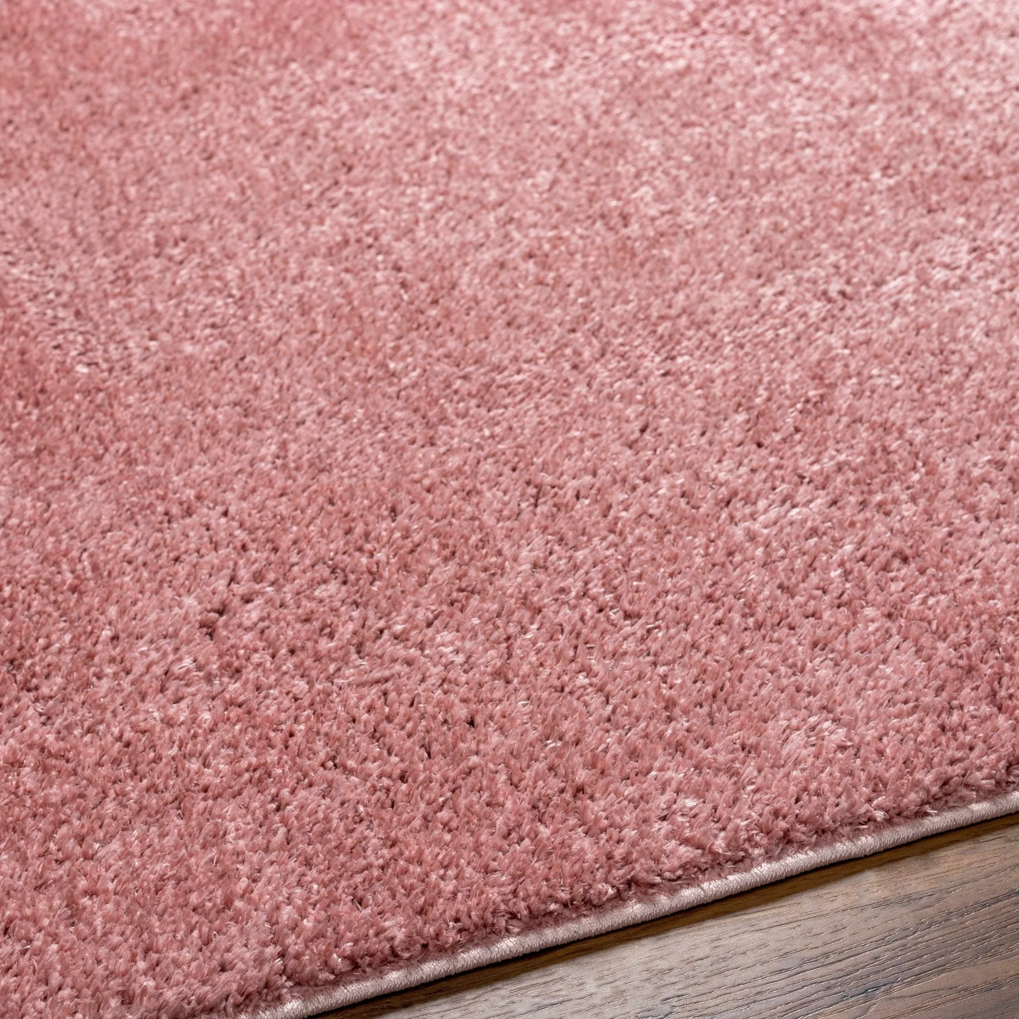 Solid Pink Peach Plush Pile contemporary Style Area Rug - Image 17