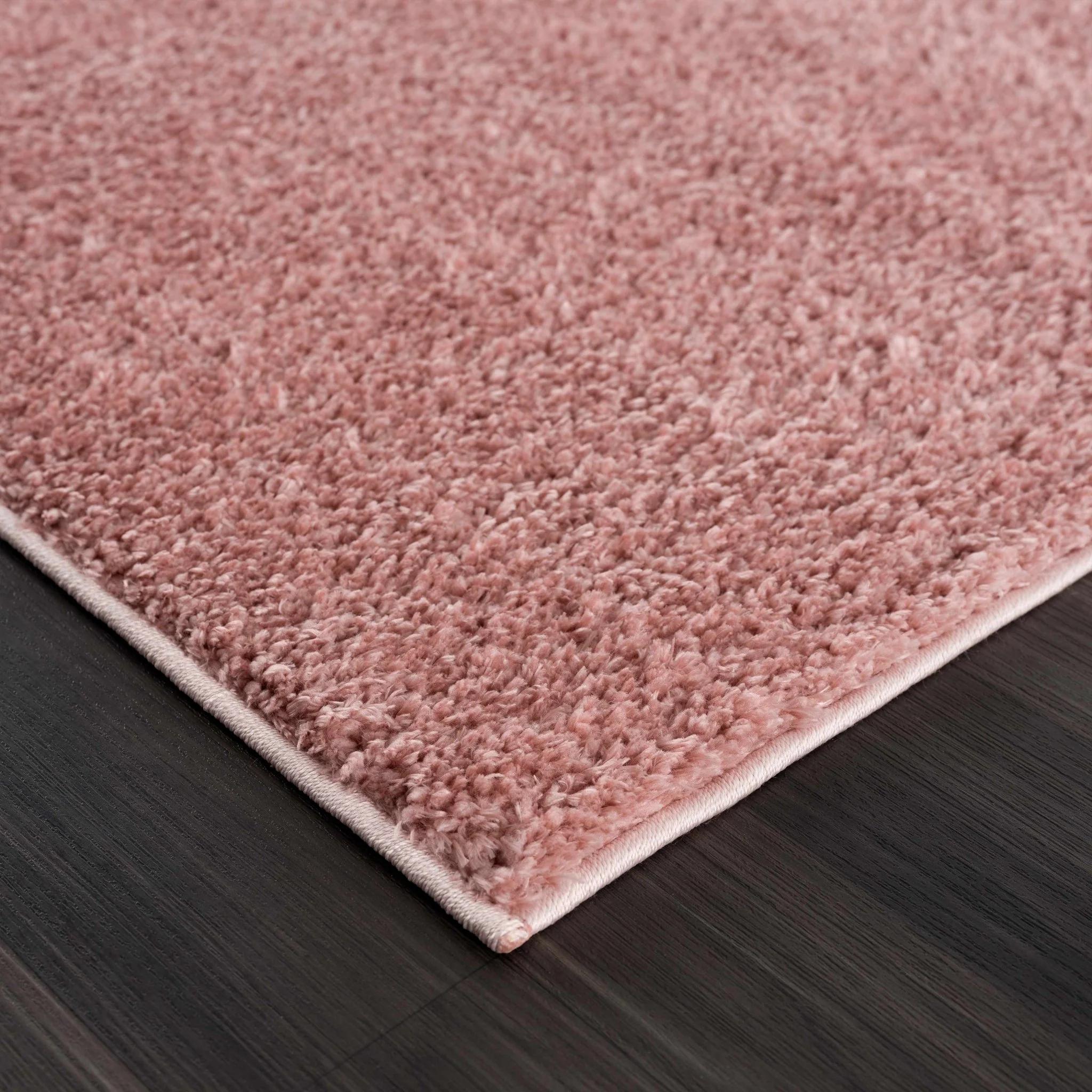 Solid Pink Peach Plush Pile contemporary Style Area Rug - Image 3