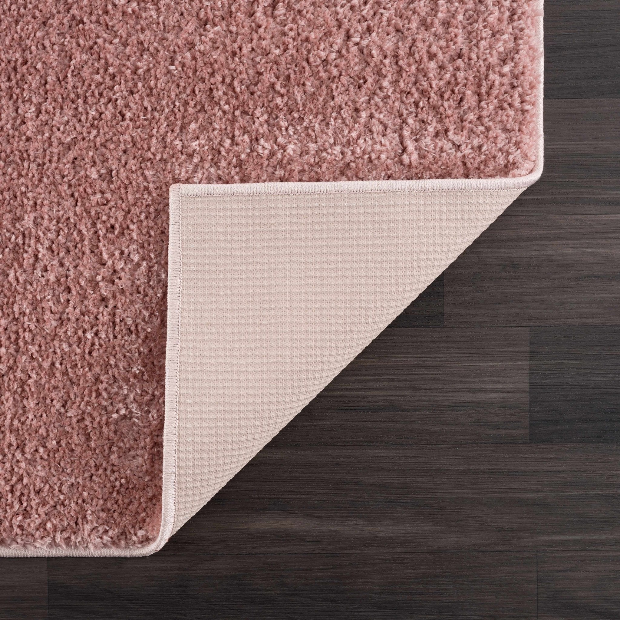 Solid Pink Peach Plush Pile contemporary Style Area Rug - Image 4