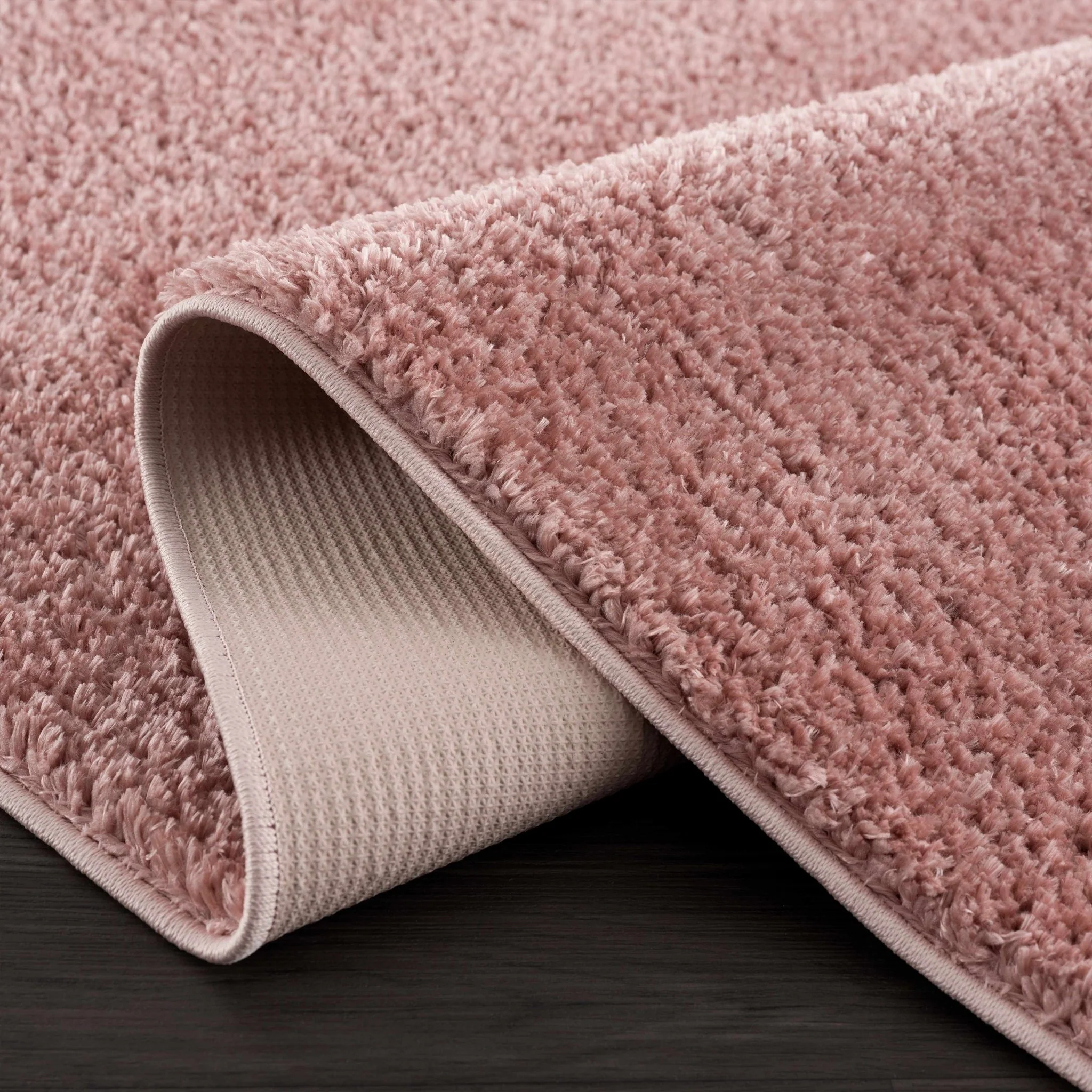 Solid Pink Peach Plush Pile contemporary Style Area Rug - Image 5