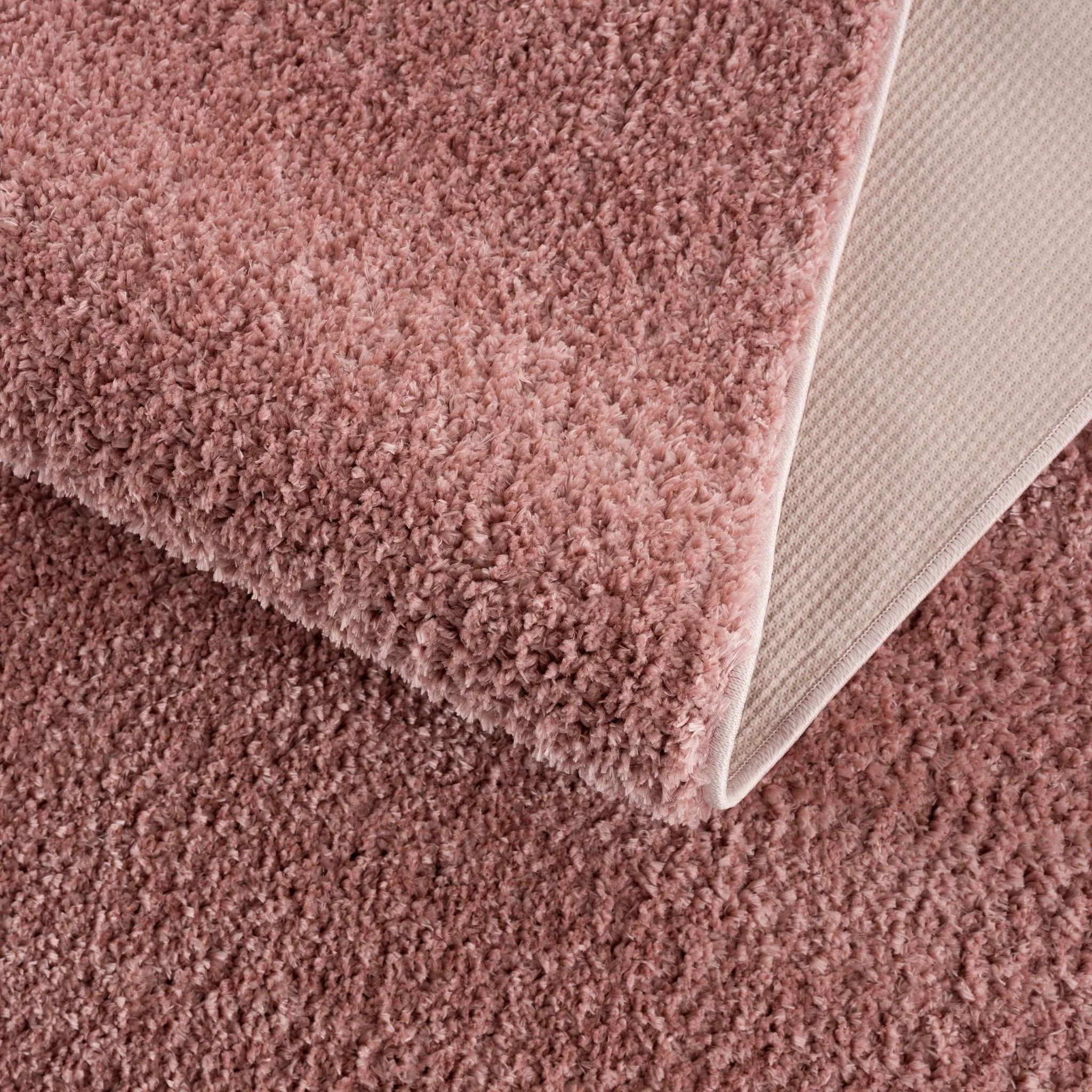 Solid Pink Peach Plush Pile contemporary Style Area Rug - Image 6