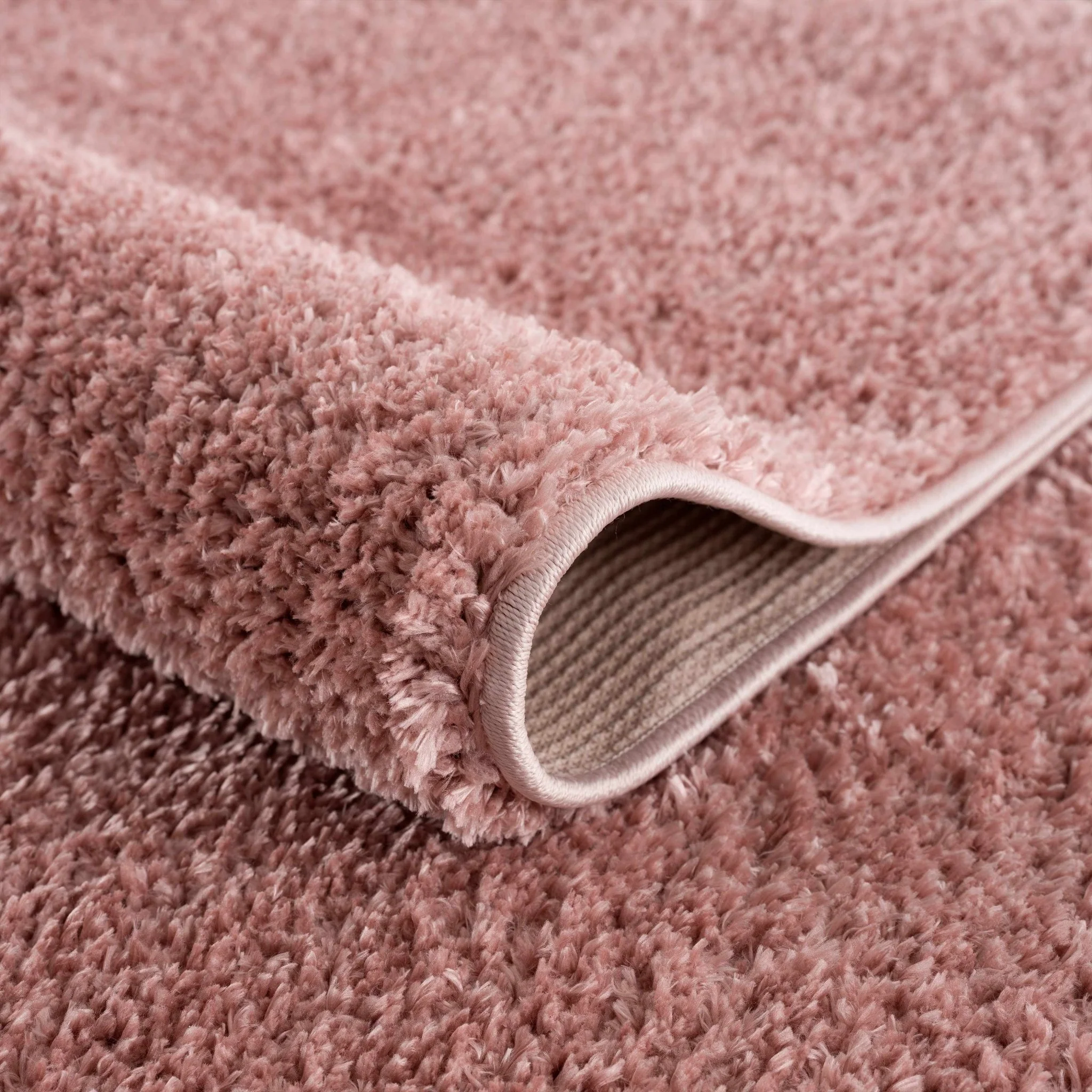 Solid Pink Peach Plush Pile contemporary Style Area Rug - Image 7