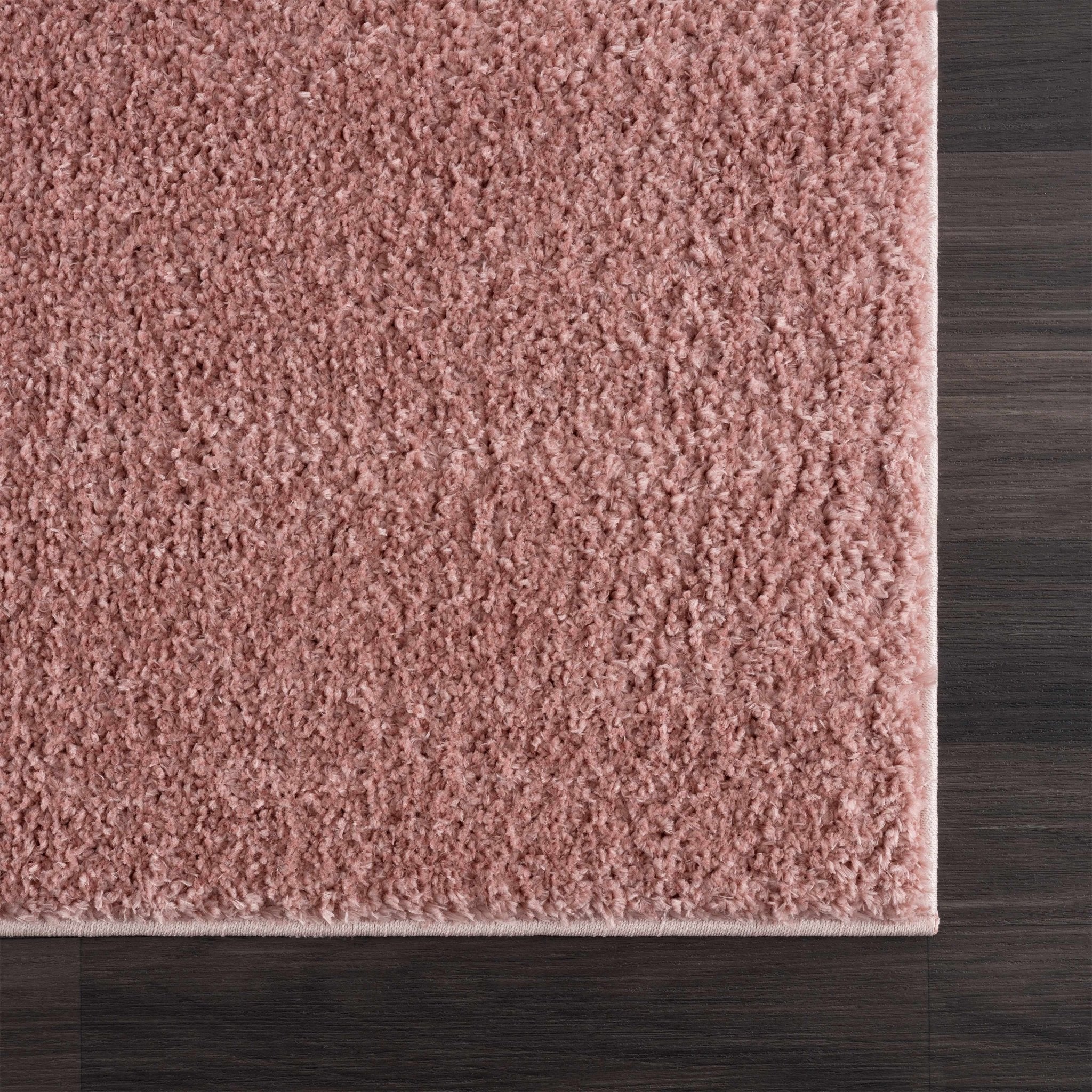 Solid Pink Peach Plush Pile contemporary Style Area Rug - Image 8
