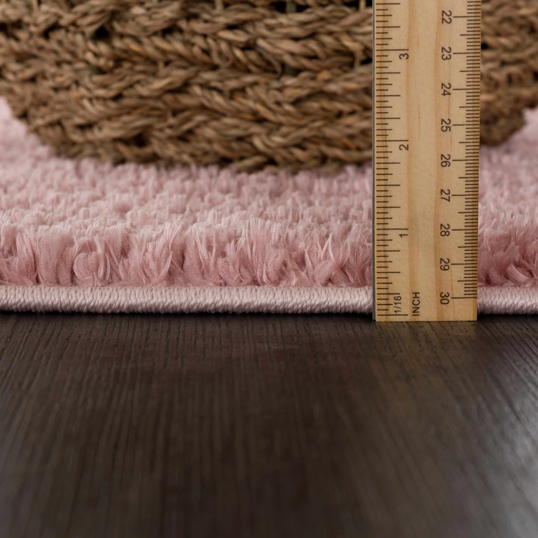 Solid Pink Peach Plush Pile contemporary Style Area Rug - Image 9