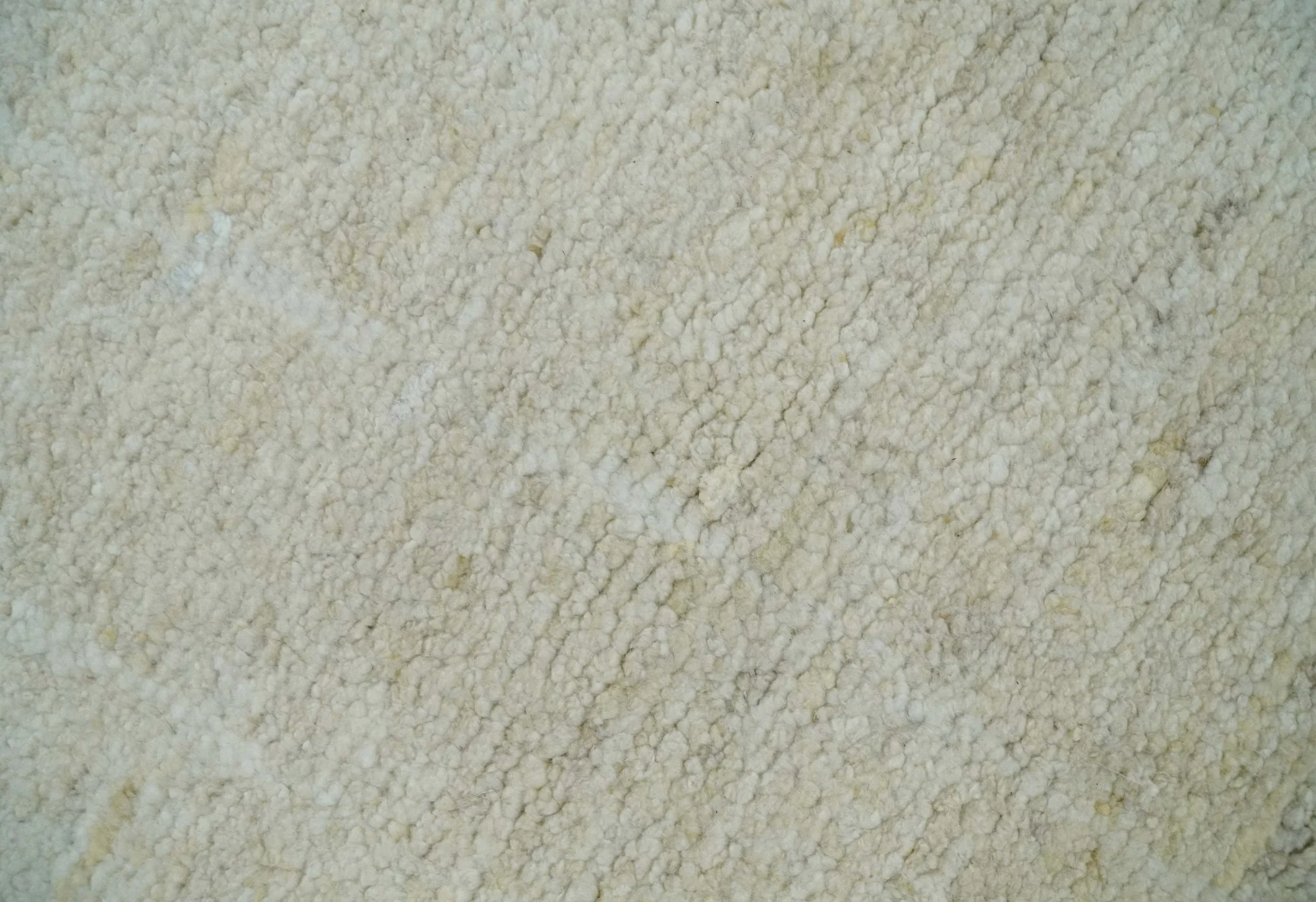 Solid plane Beige Hand Knotted 8.7x9.8 Wool Area Rug - Image 4