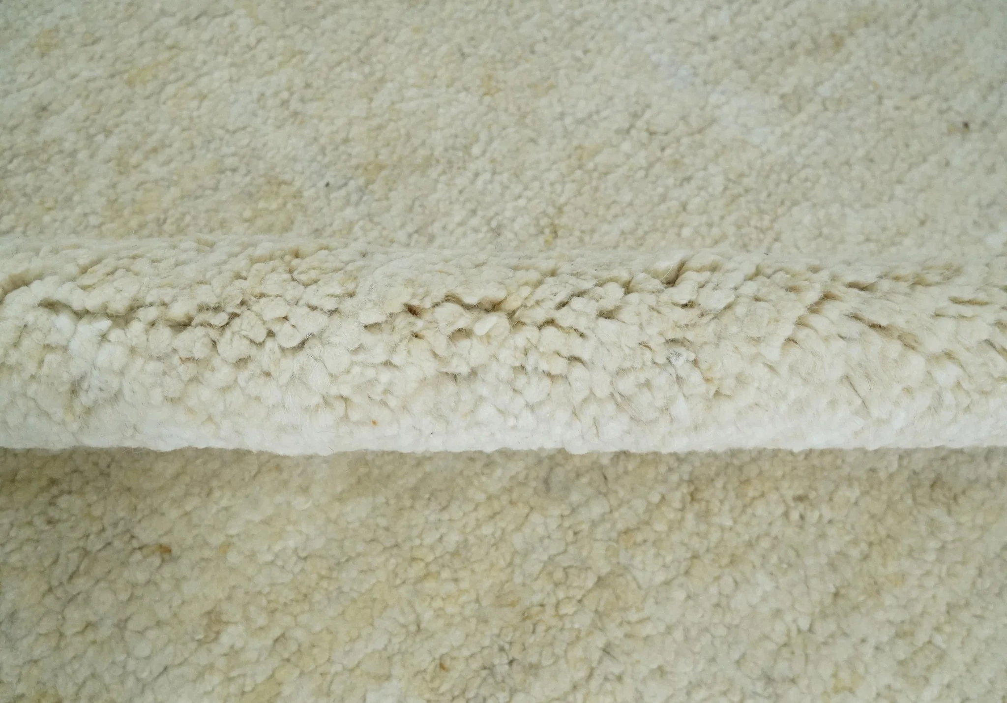 Solid plane Beige Hand Knotted 8.7x9.8 Wool Area Rug - Image 8