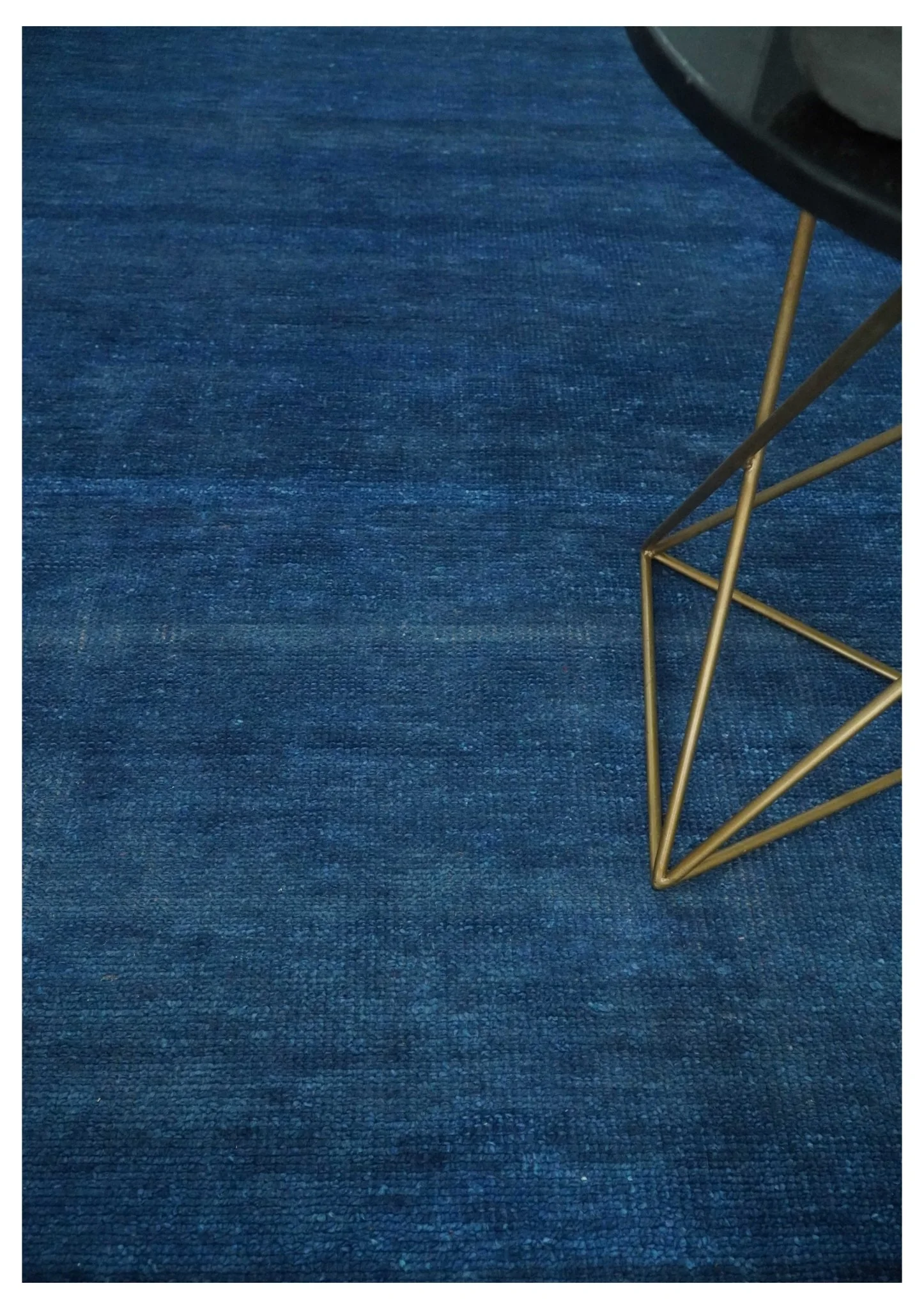 Solid Blue Hand knotted Contemporary 8x10 wool Area Rug - Image 3