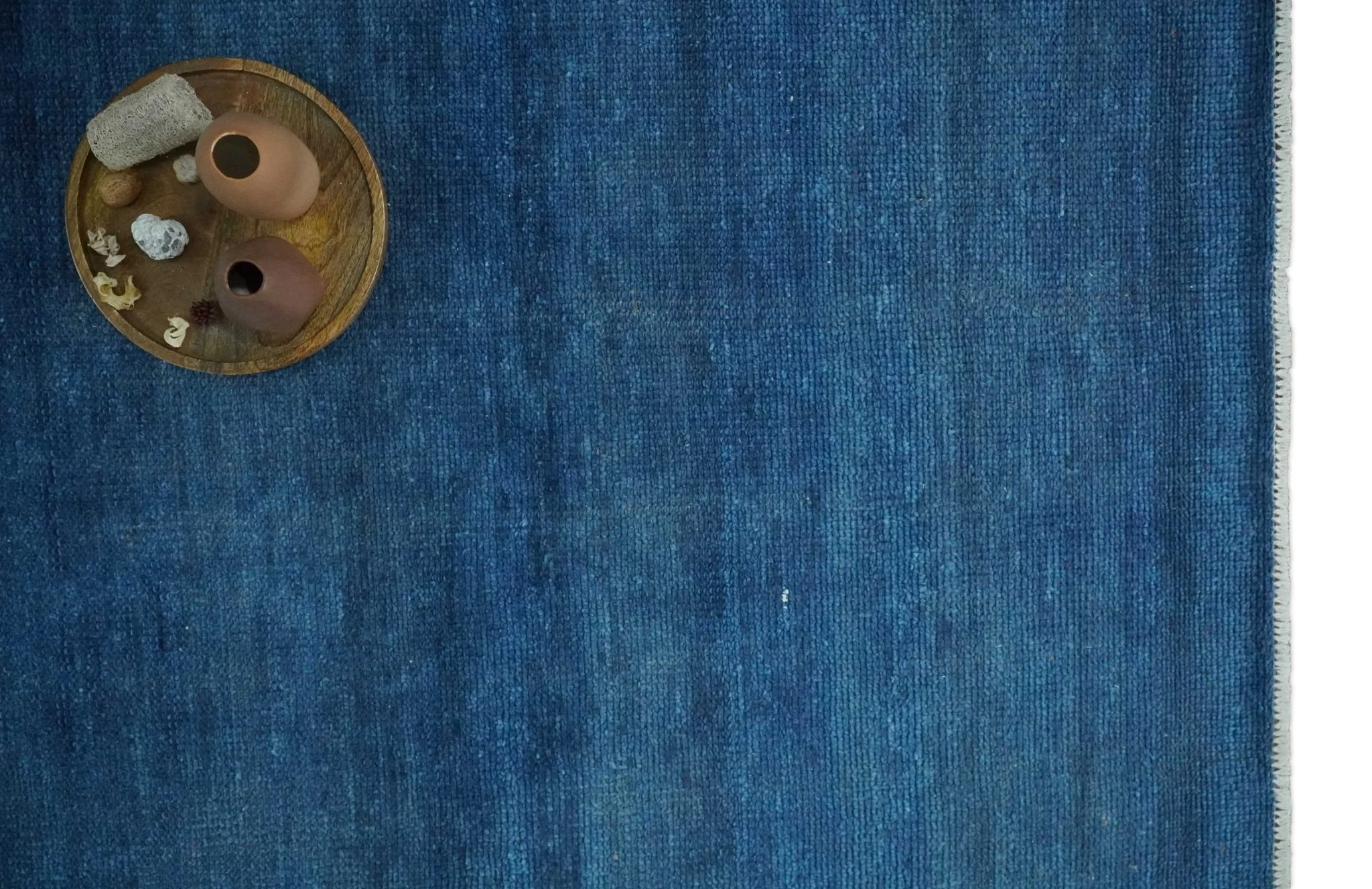 Solid Plane Blue Hand knotted Contemporary Custom Made wool Area Rug - Image 10