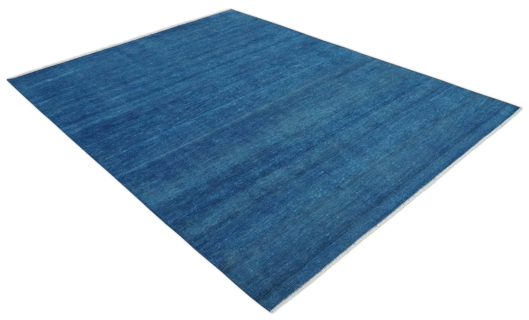 Solid Plane Blue Hand knotted Contemporary Custom Made wool Area Rug - Image 11