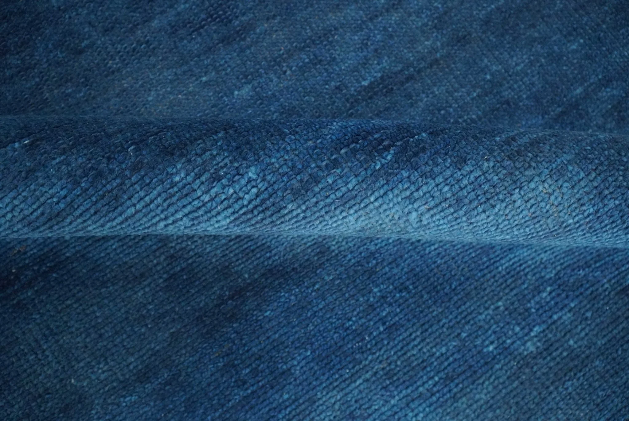 Solid Plane Blue Hand knotted Contemporary Custom Made wool Area Rug - Image 7