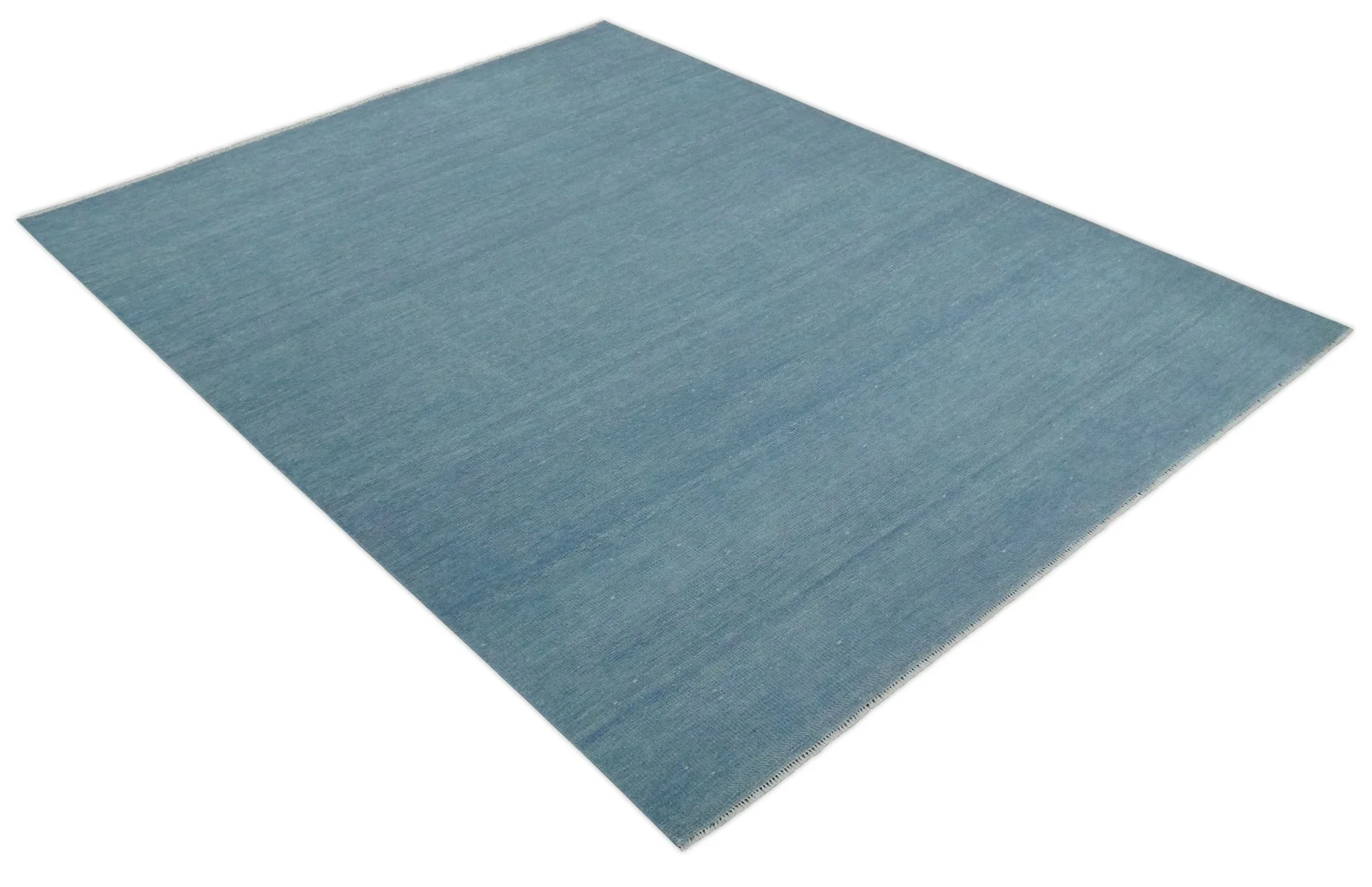 Solid Plane Blue Custom Made Modern Hand knotted wool Area Rug - Image 10