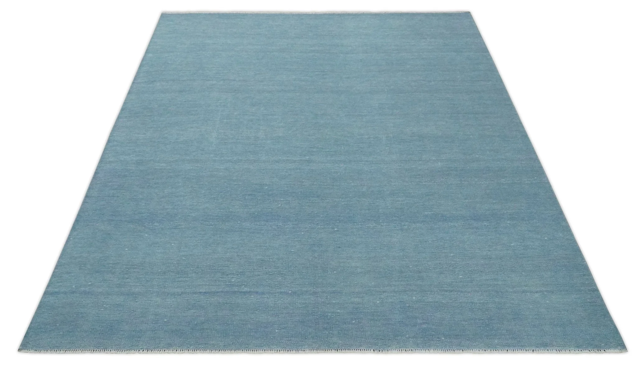 Solid Plane Blue Custom Made Modern Hand knotted wool Area Rug - Image 11