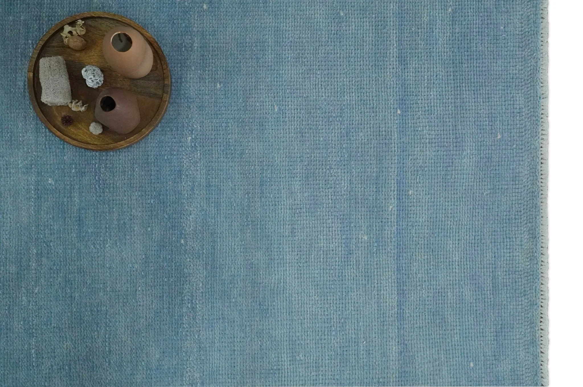 Solid Plane Blue Custom Made Modern Hand knotted wool Area Rug - Image 12