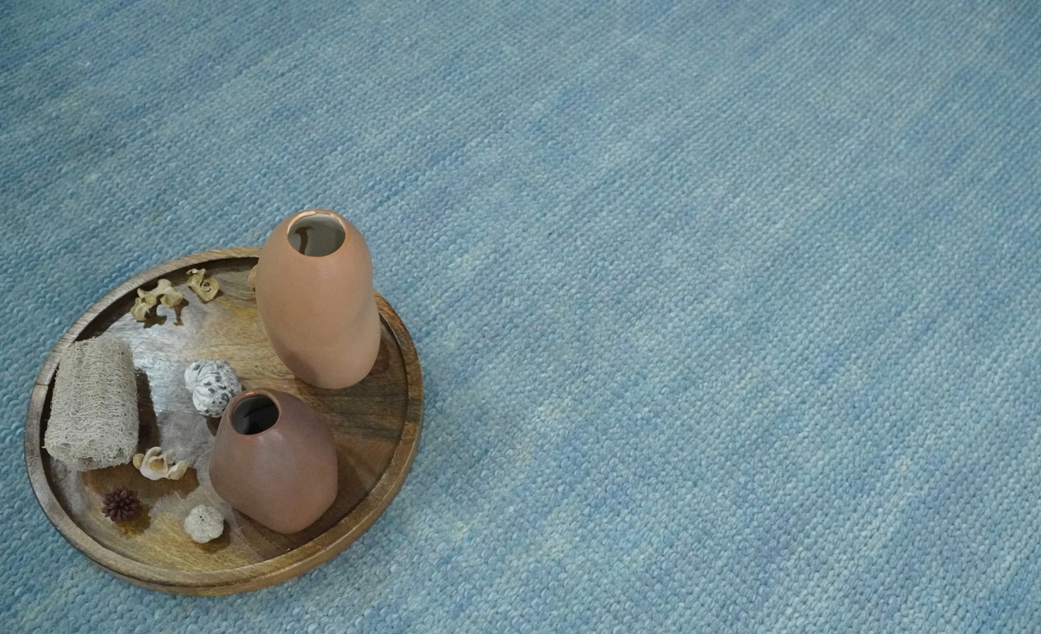 Solid Plane Blue Custom Made Modern Hand knotted wool Area Rug - Image 2