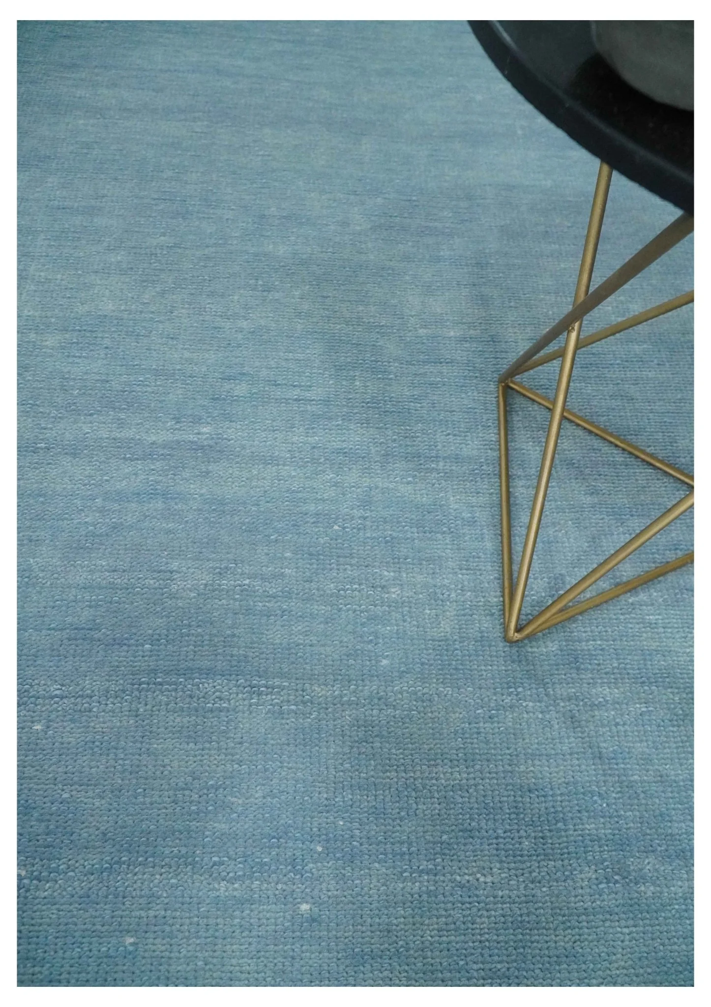 Solid Plane Blue Custom Made Modern Hand knotted wool Area Rug - Image 3