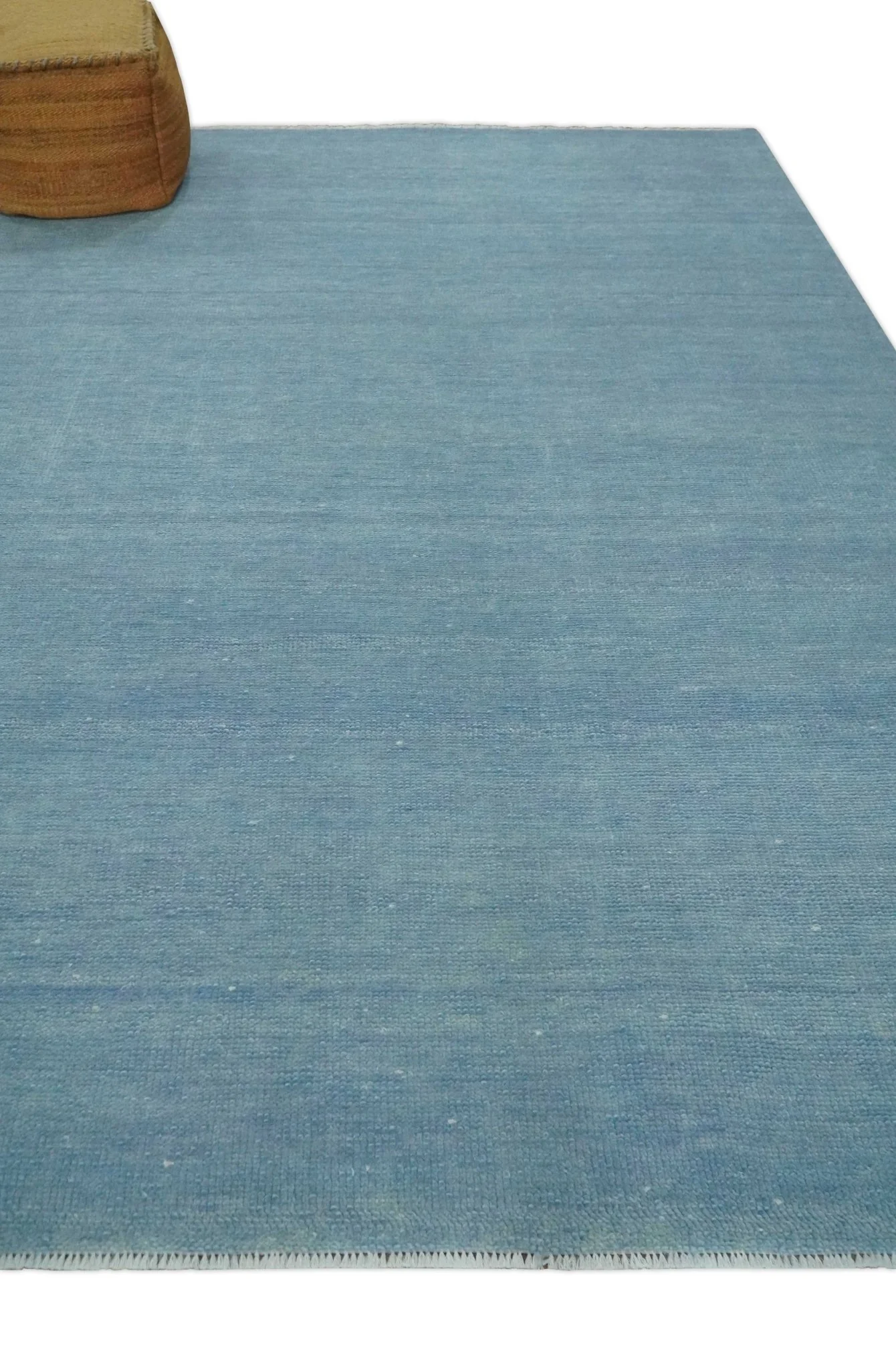 Solid Plane Blue Custom Made Modern Hand knotted wool Area Rug - Image 4
