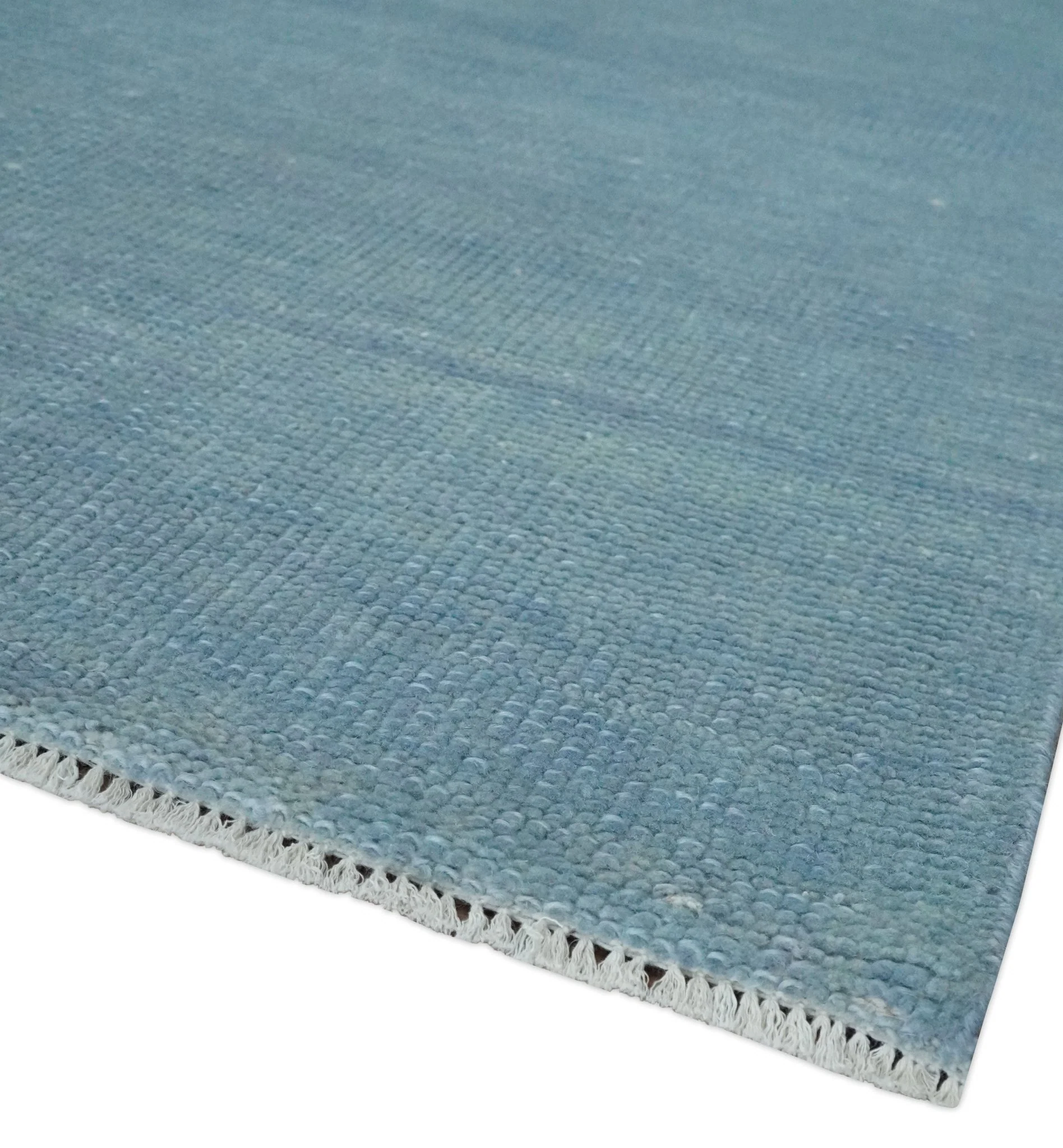 Solid Plane Blue Custom Made Modern Hand knotted wool Area Rug - Image 6