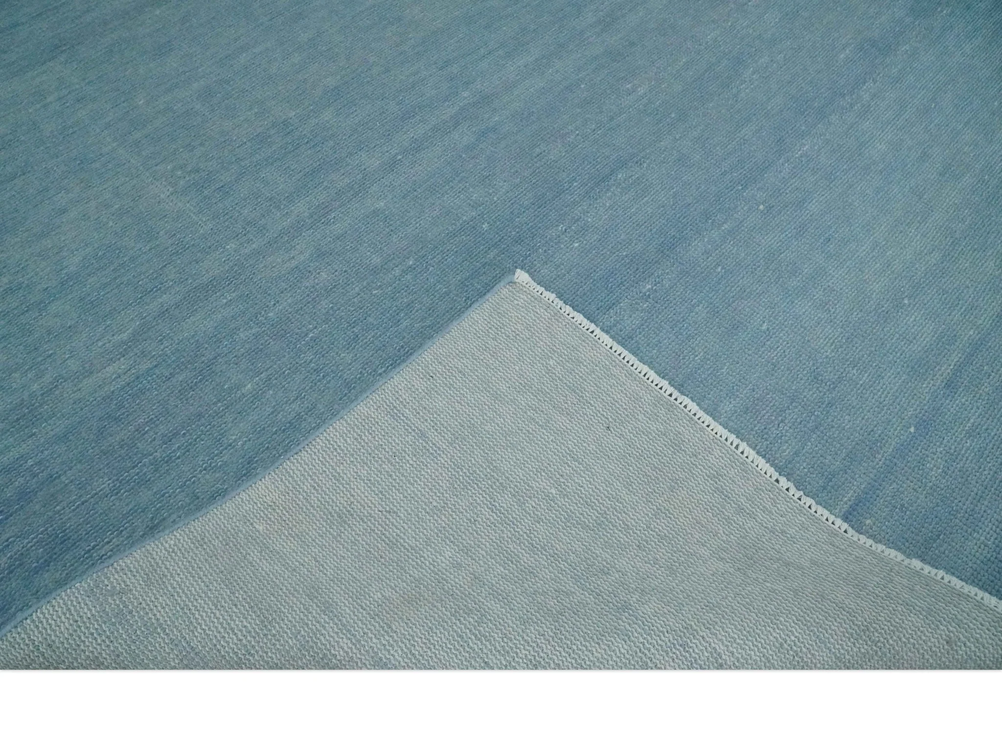 Solid Plane Blue Custom Made Modern Hand knotted wool Area Rug - Image 8