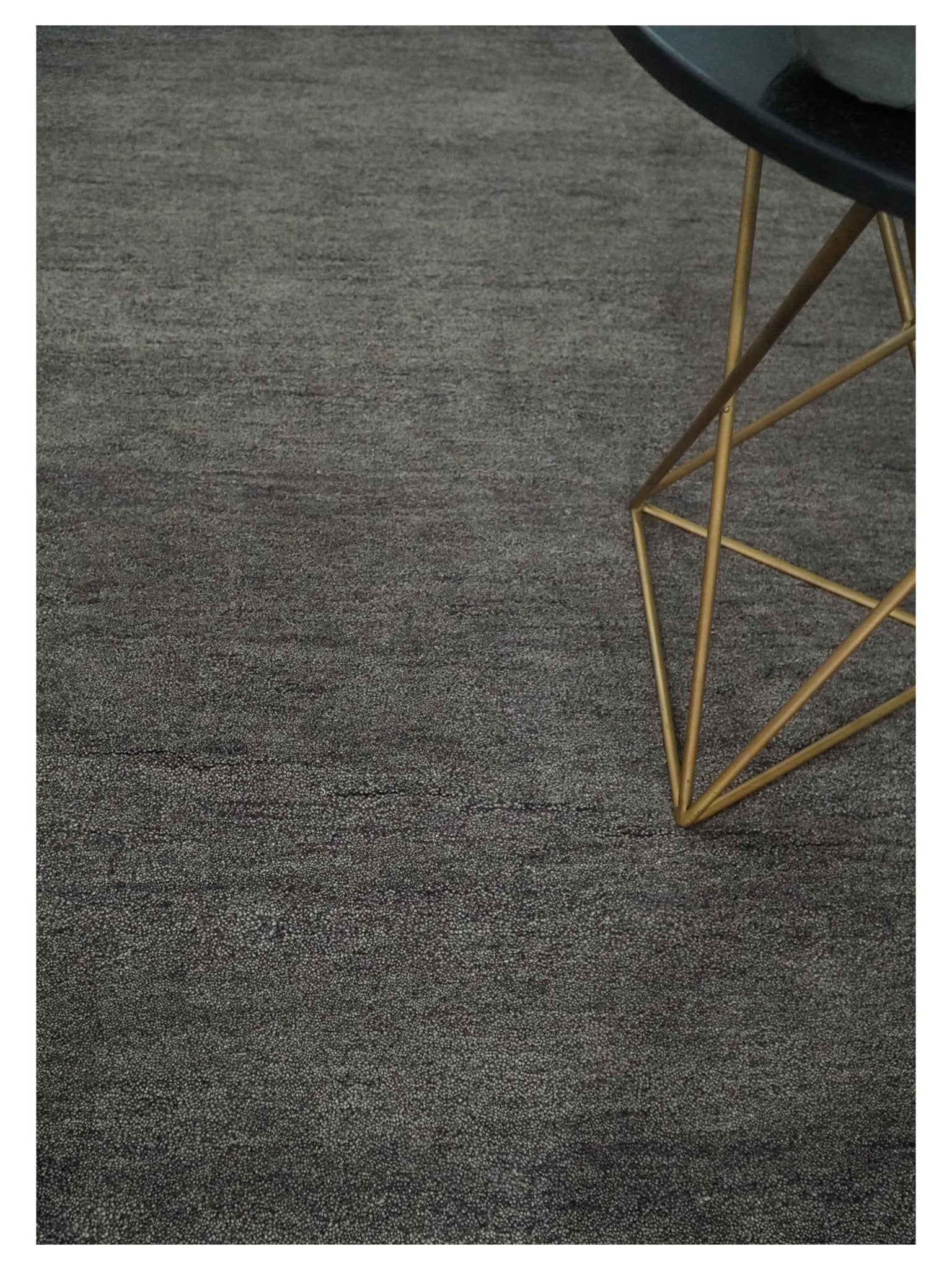 Solid Charcoal Woolen Hand Tufted 8x10 wool area Rug - Image 2