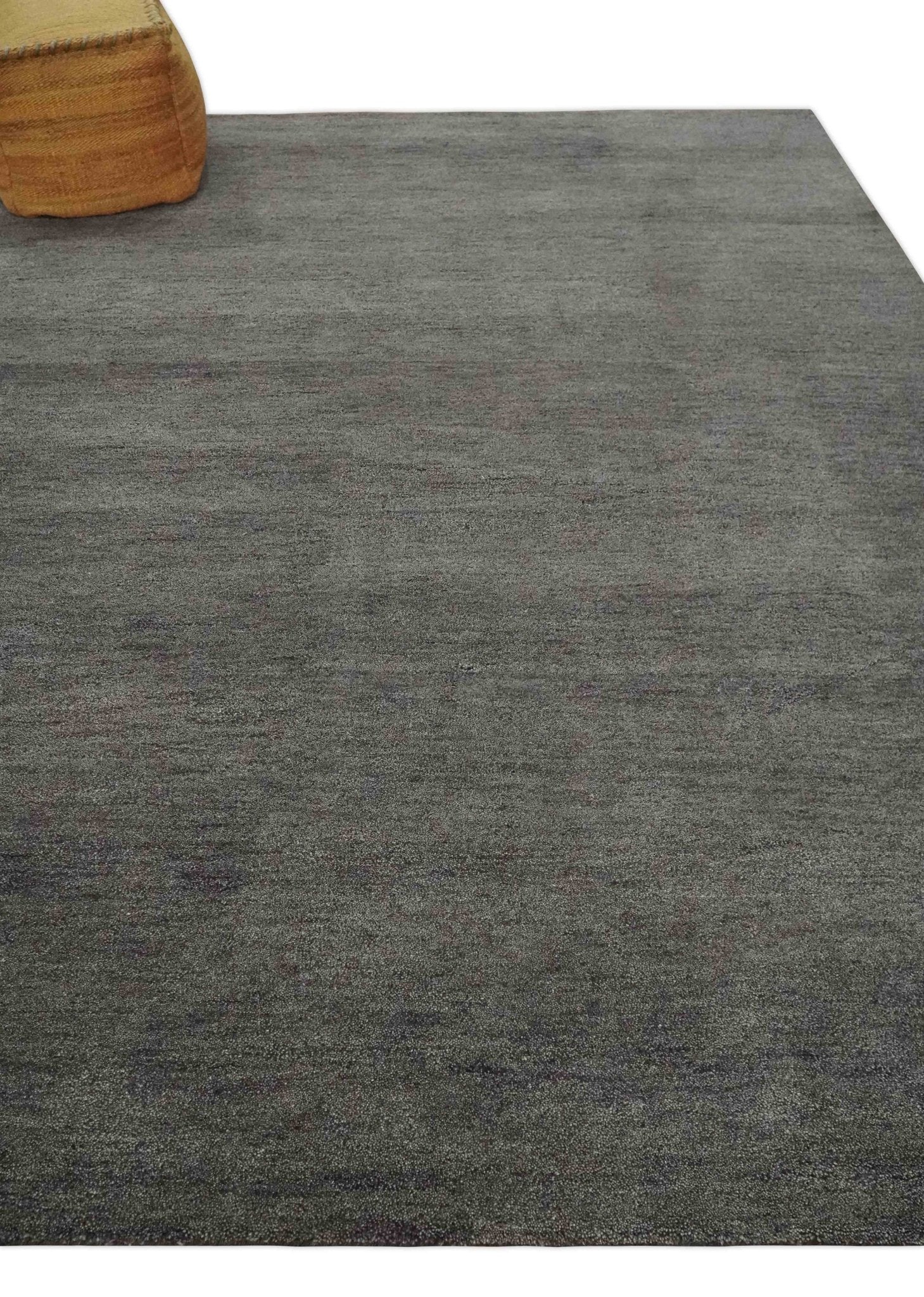 Solid Charcoal Woolen Hand Tufted 8x10 wool area Rug - Image 3