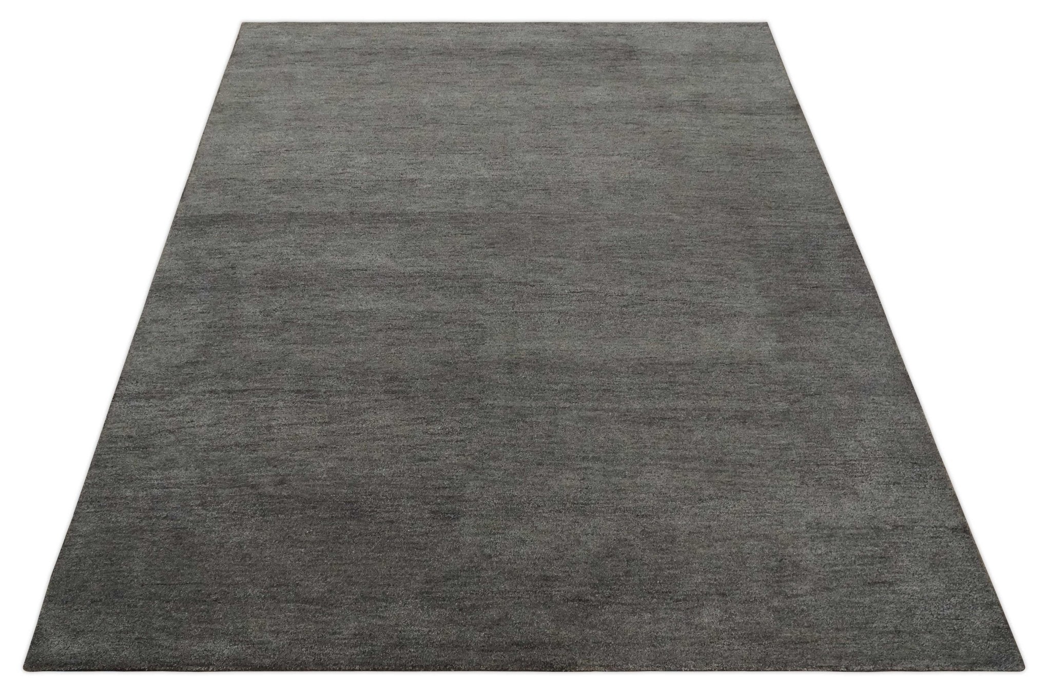 Solid Charcoal Woolen Hand Tufted 8x10 wool area Rug - Image 9