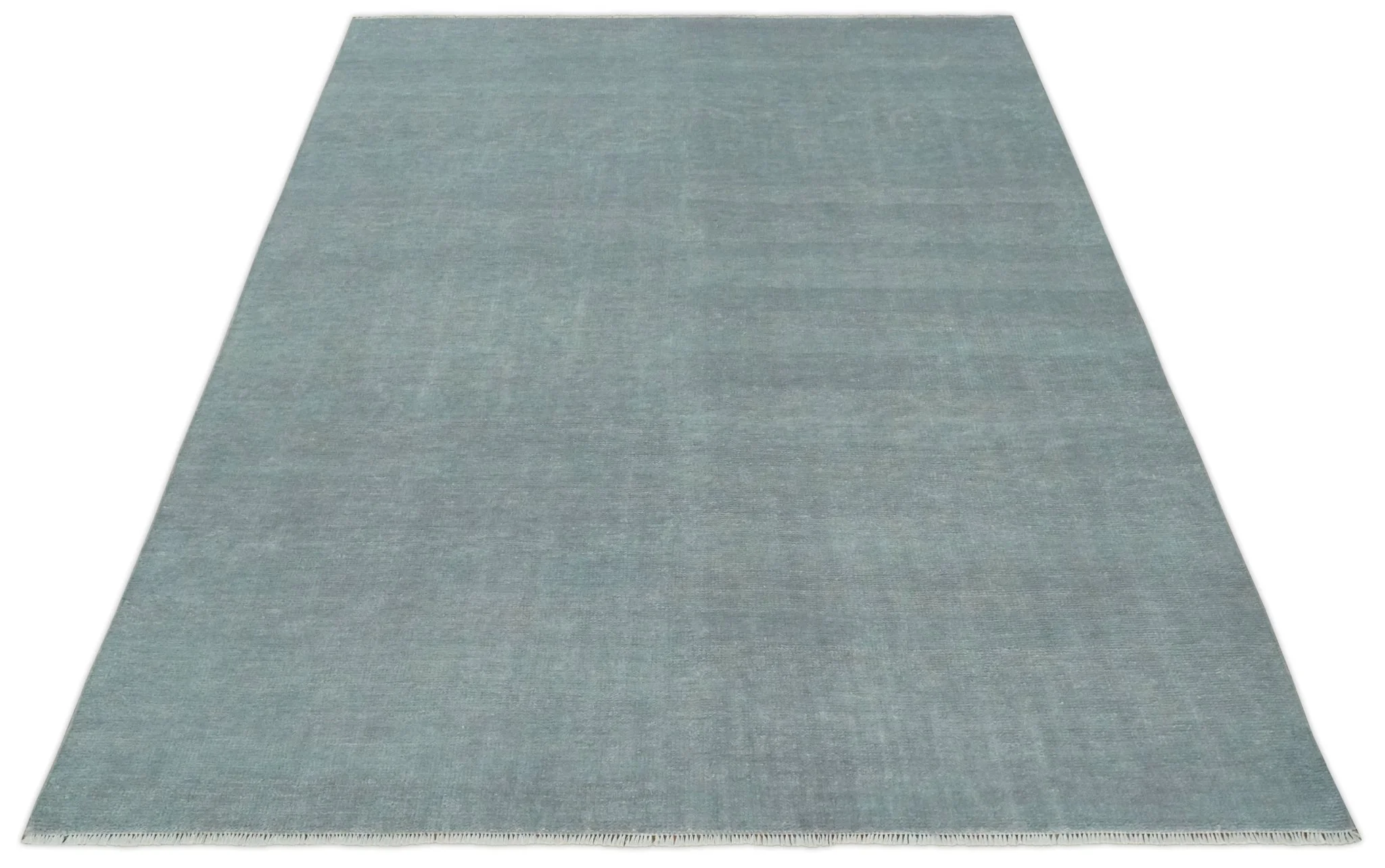 Solid Gray Hand knotted Modern look Custom Made wool Area Rug - Image 10
