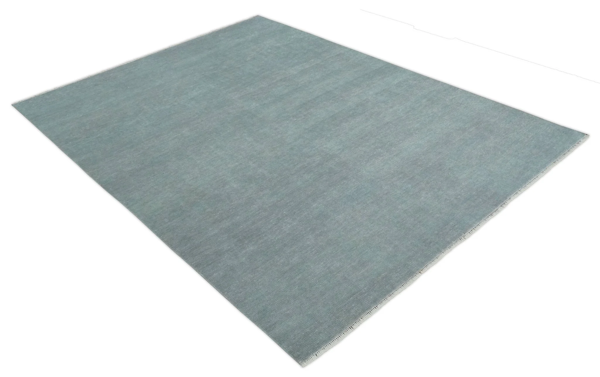 Solid Gray Hand knotted Modern look Custom Made wool Area Rug - Image 9