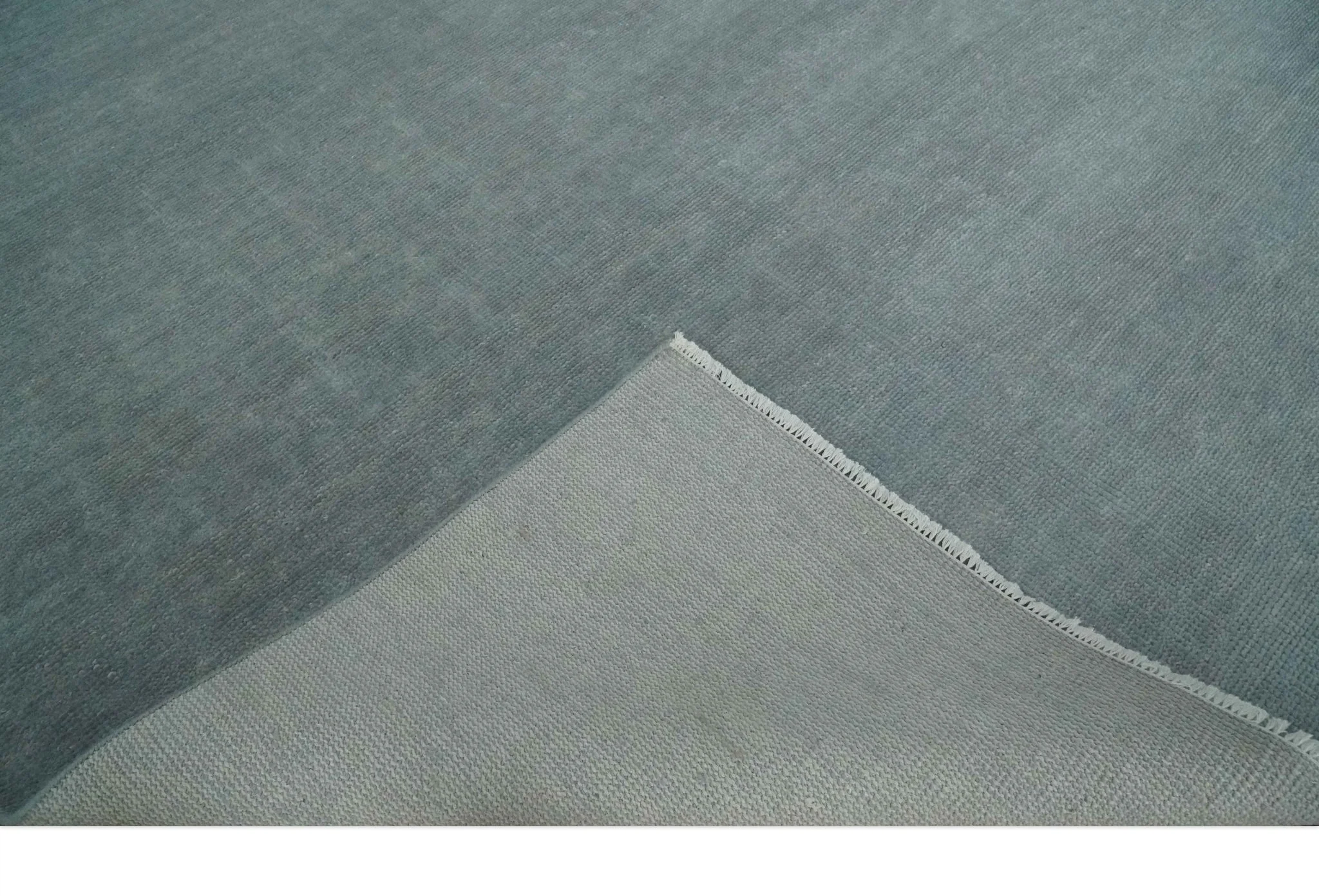 Solid Plain Gray Hand knotted Modern look 8x10 wool Area Rug - Image 7