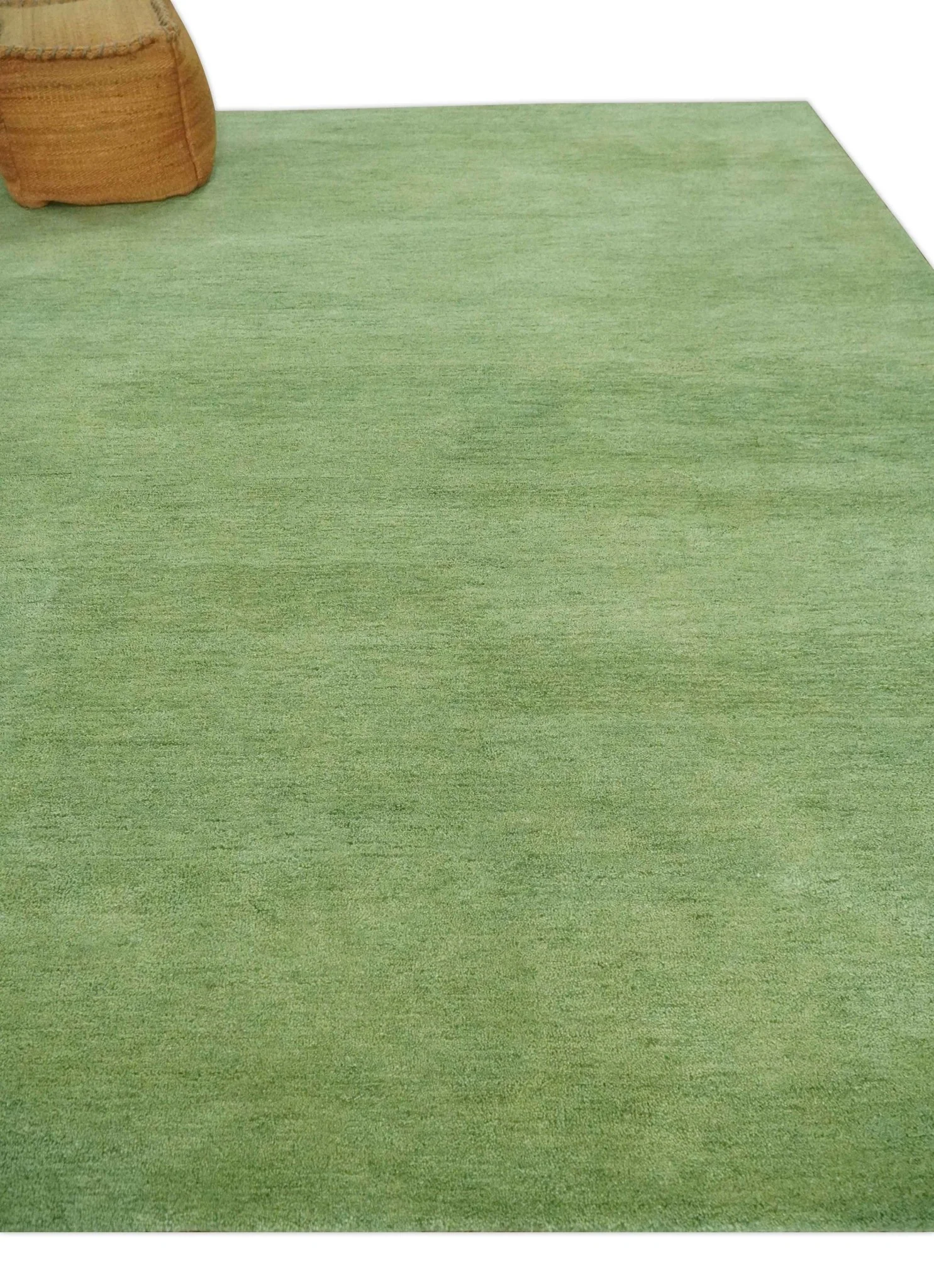 Custom Made solid Green Woolen Hand Tufted contemporary area Rug - Image 3