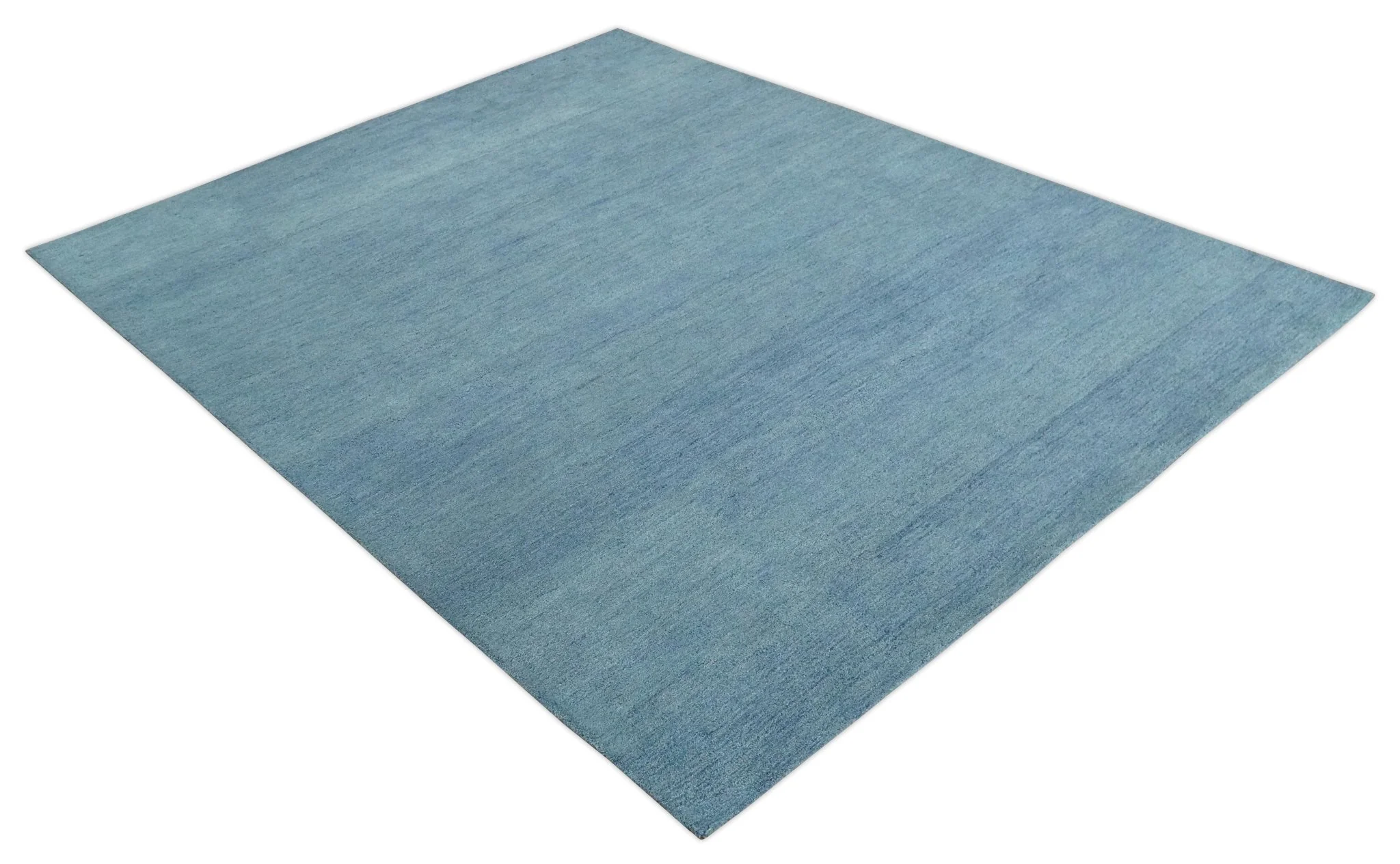 Custom Made Solid Plane Light Blue Woolen Hand Tufted wool area Rug - Image 8