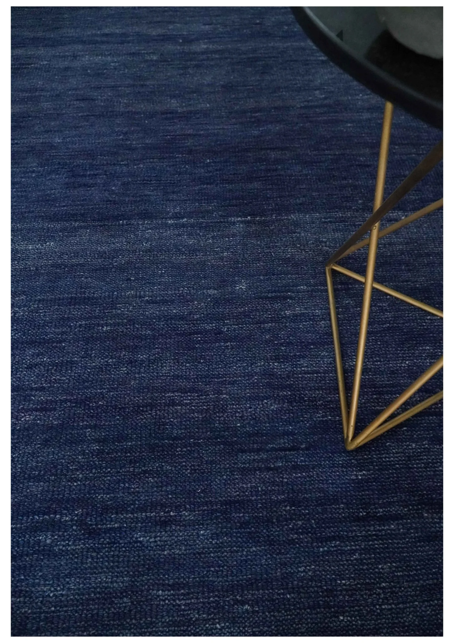 Solid Plane Navy Blue Hand knotted Modern Custom Made wool Area Rug - Image 3