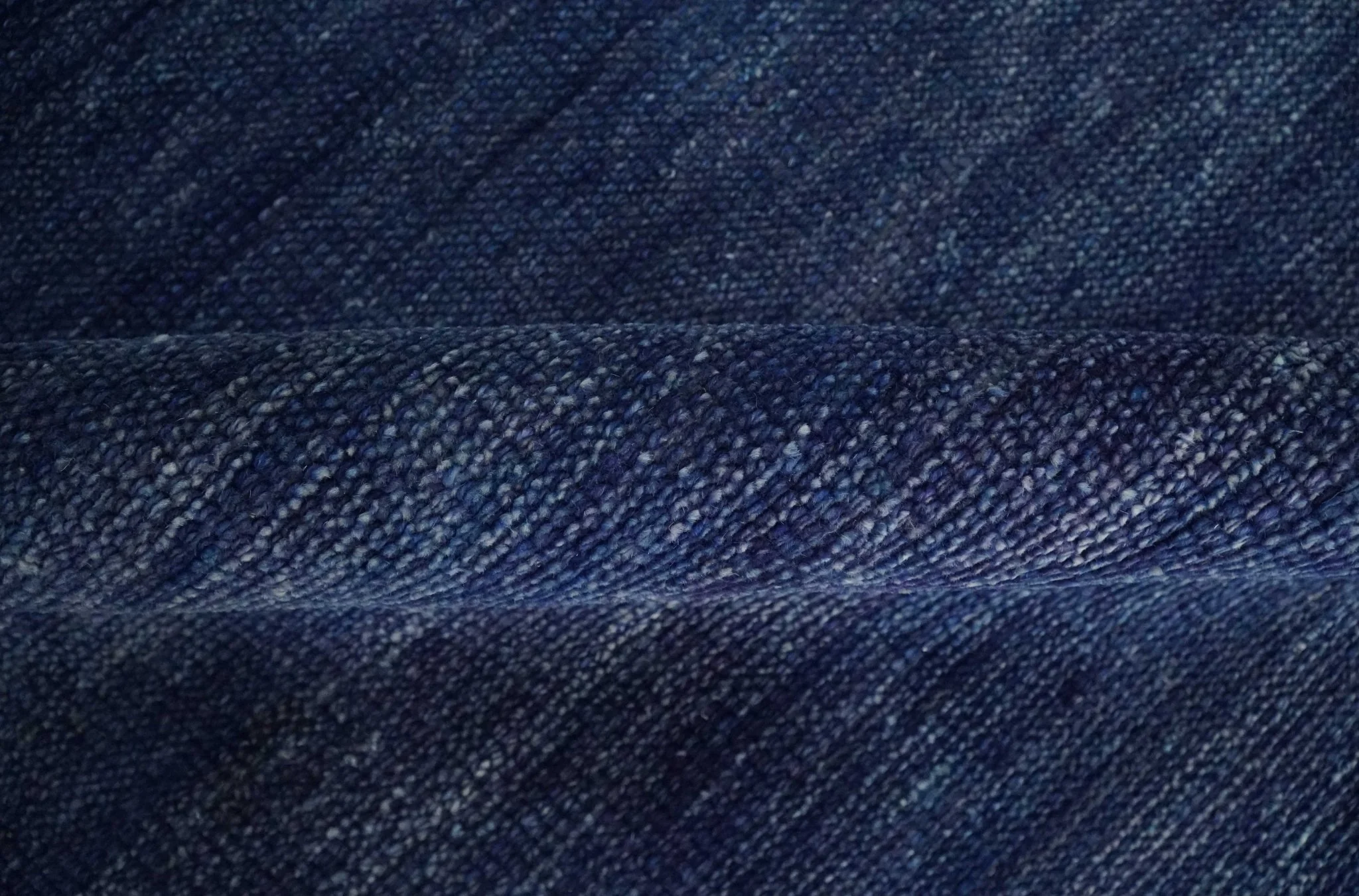 Solid Plane Navy Blue Hand knotted Modern Custom Made wool Area Rug - Image 7
