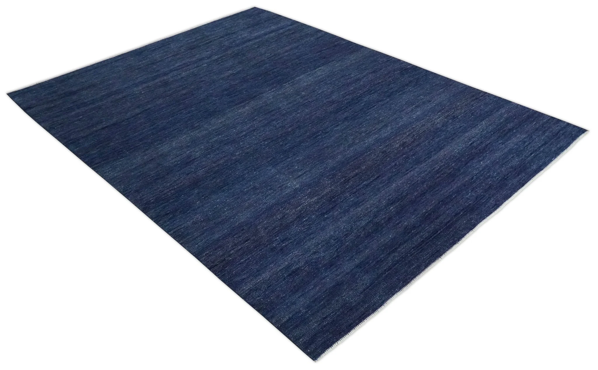 Solid Plane Navy Blue Hand knotted Modern Custom Made wool Area Rug - Image 9