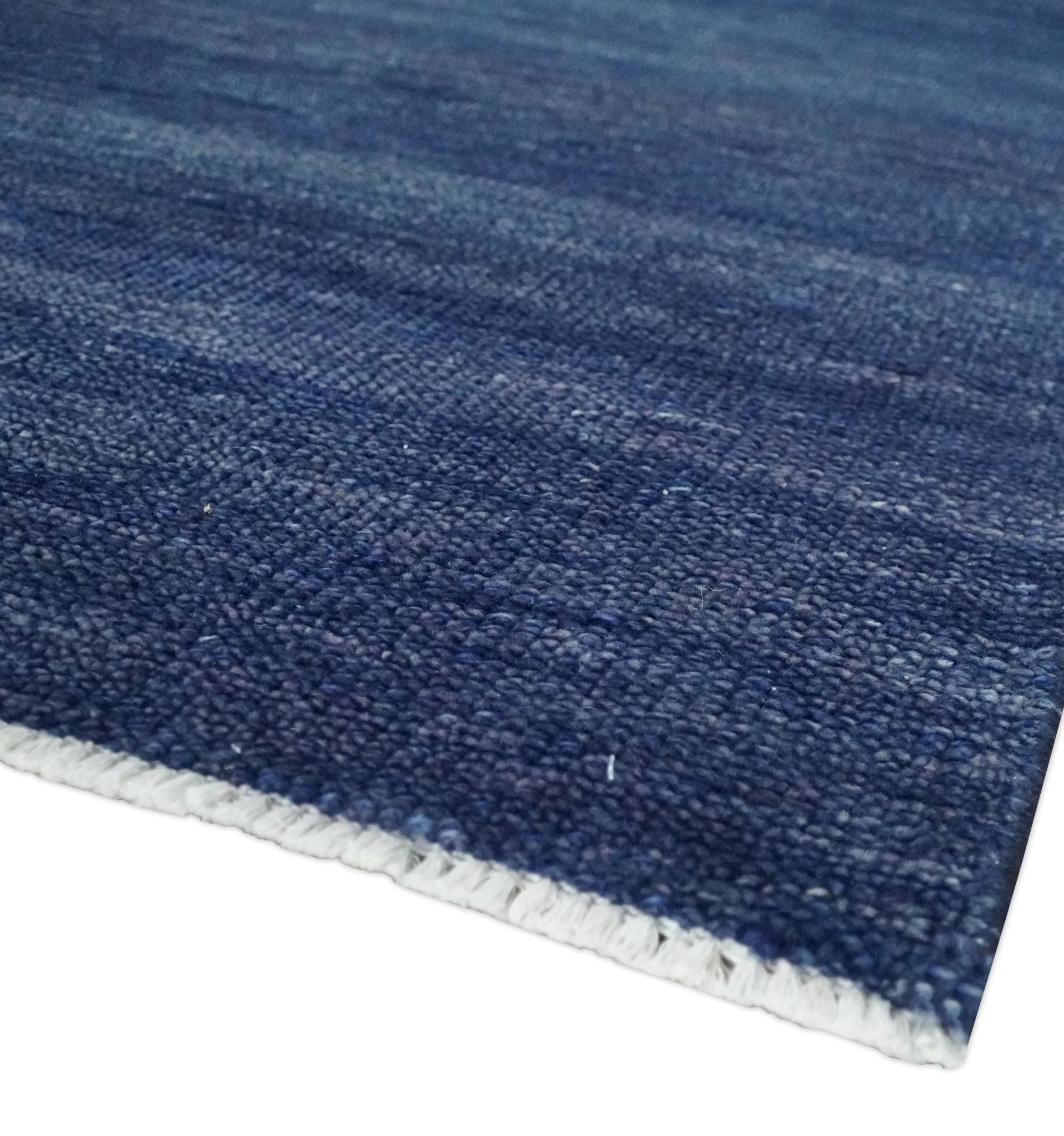 Solid Plane Navy Blue Hand knotted Modern 8x10 wool Area Rug - Image 6