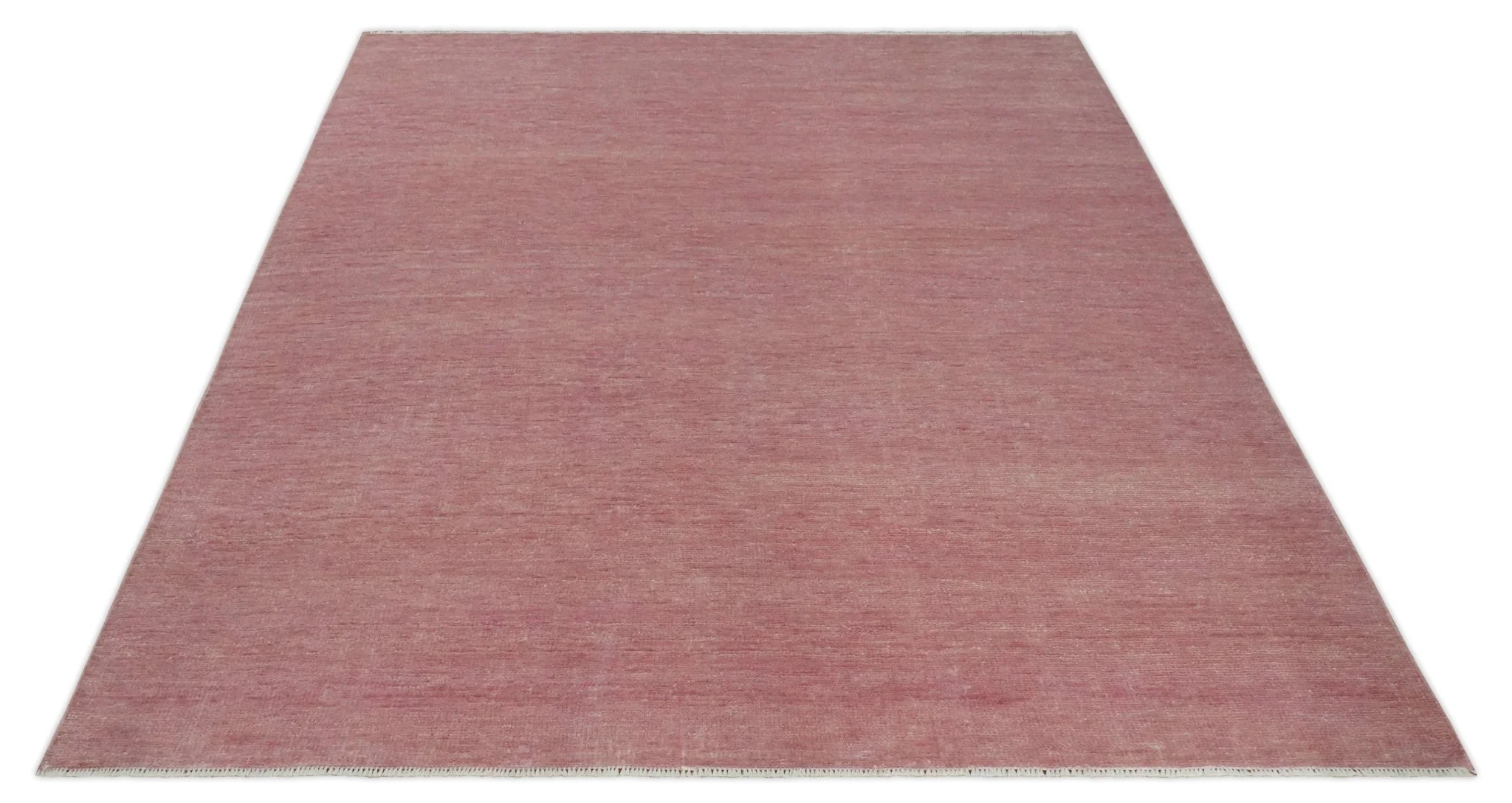 Solid Pink Custom Made Modern Contemporary Hand knotted wool Area Rug - Image 10