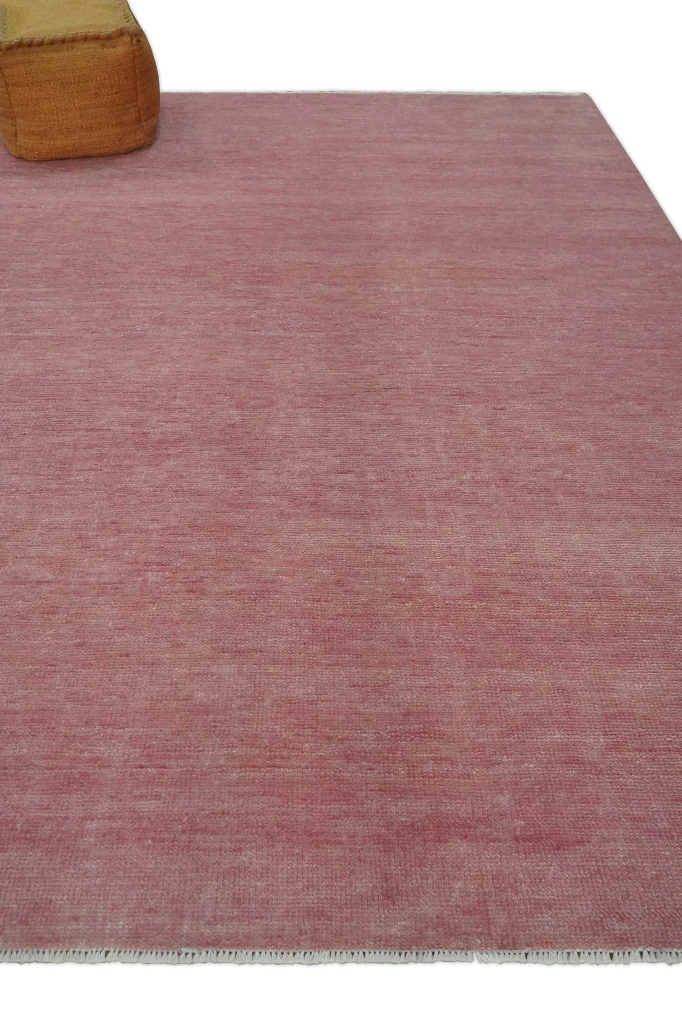 Solid Pink Custom Made Modern Contemporary Hand knotted wool Area Rug - Image 3