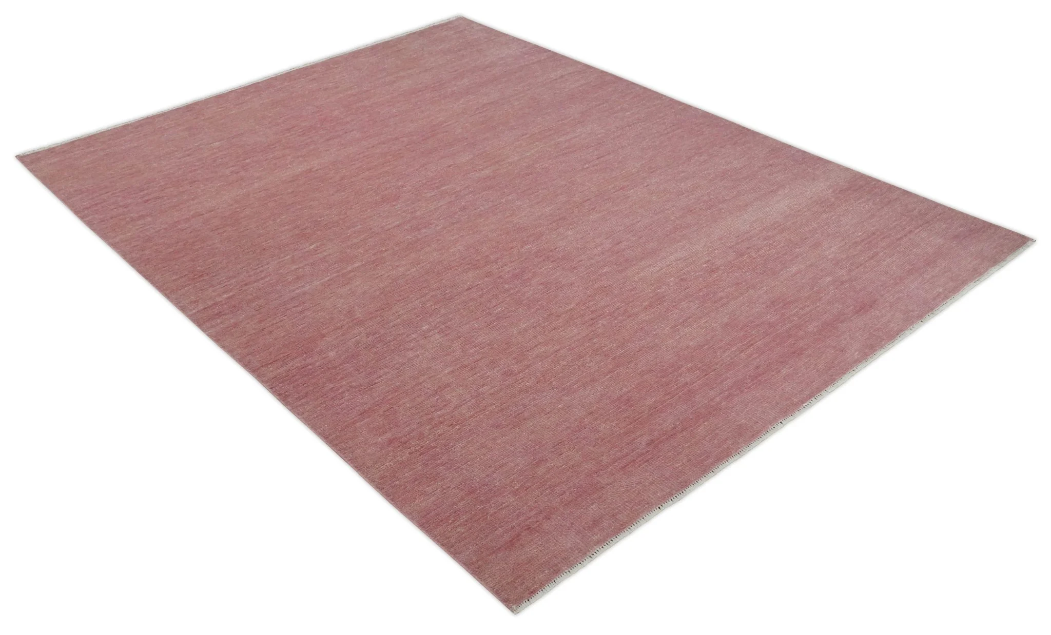 Solid Pink Custom Made Modern Contemporary Hand knotted wool Area Rug - Image 9