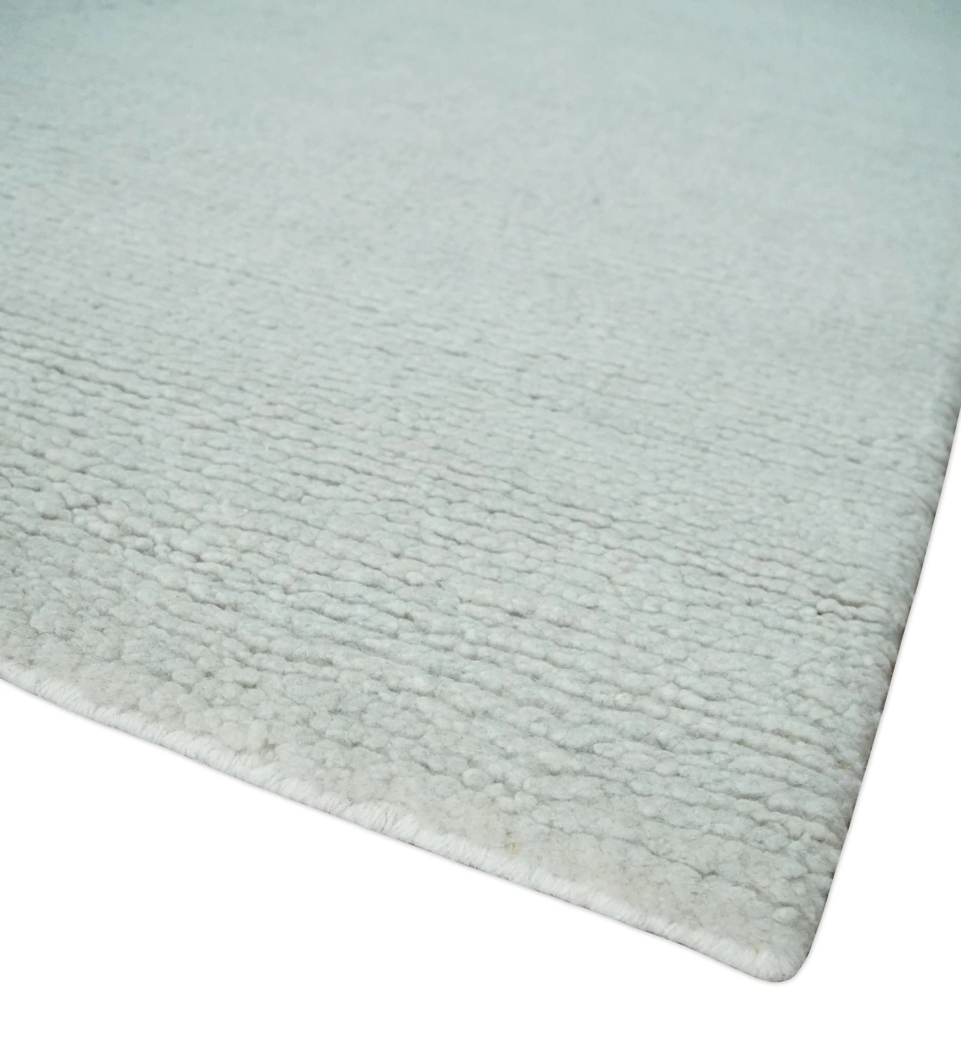 Solid plane Silver Hand Knotted 8x10 Wool Area Rug - Image 5