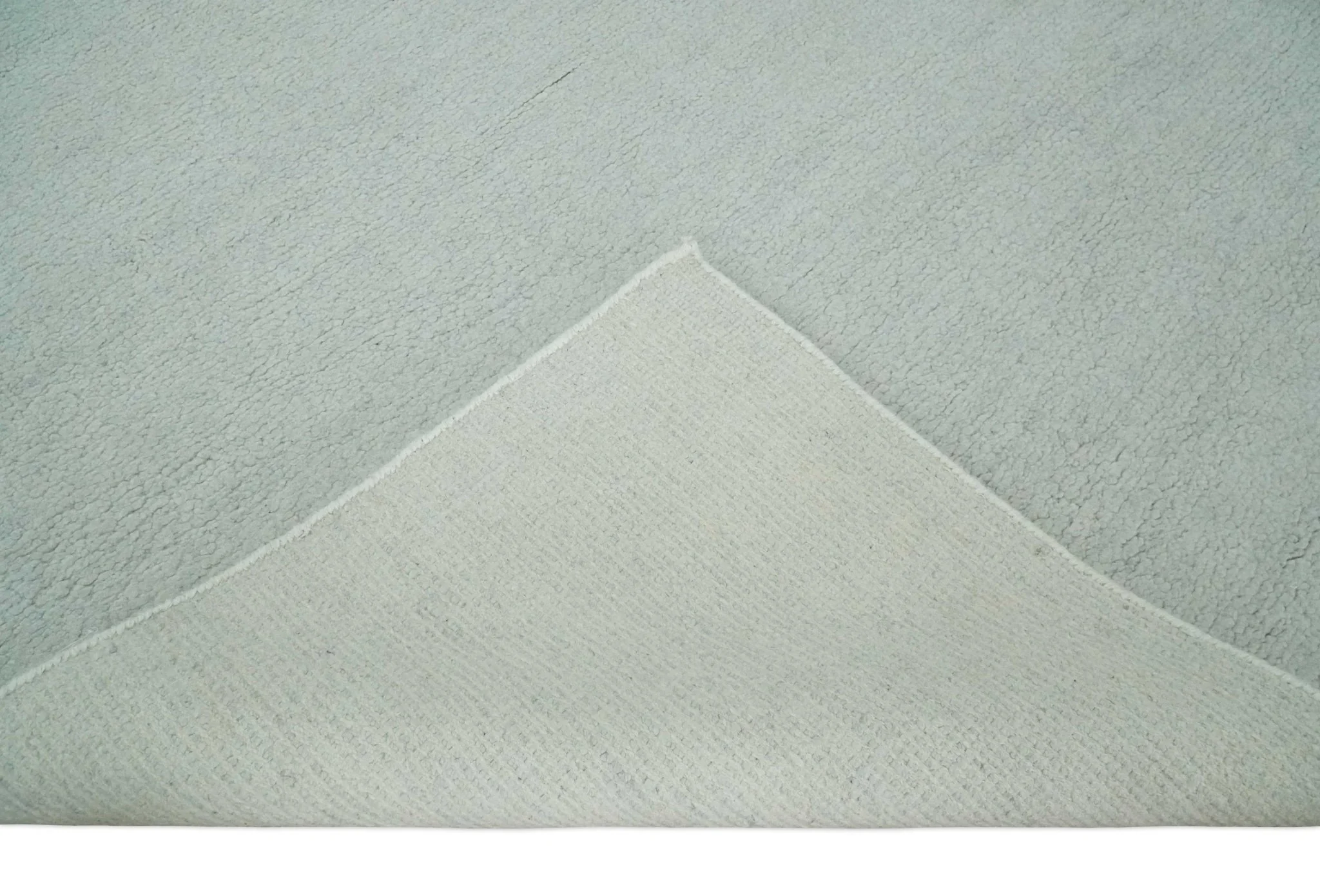 Solid plane Silver Hand Knotted 8x10 Wool Area Rug - Image 6