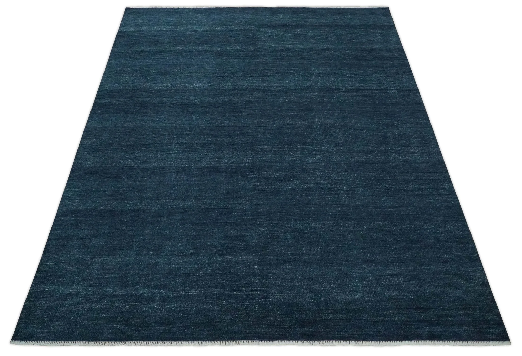 Custom Made Midnight blue Solid Hand knotted Modern wool Area Rug - Image 10