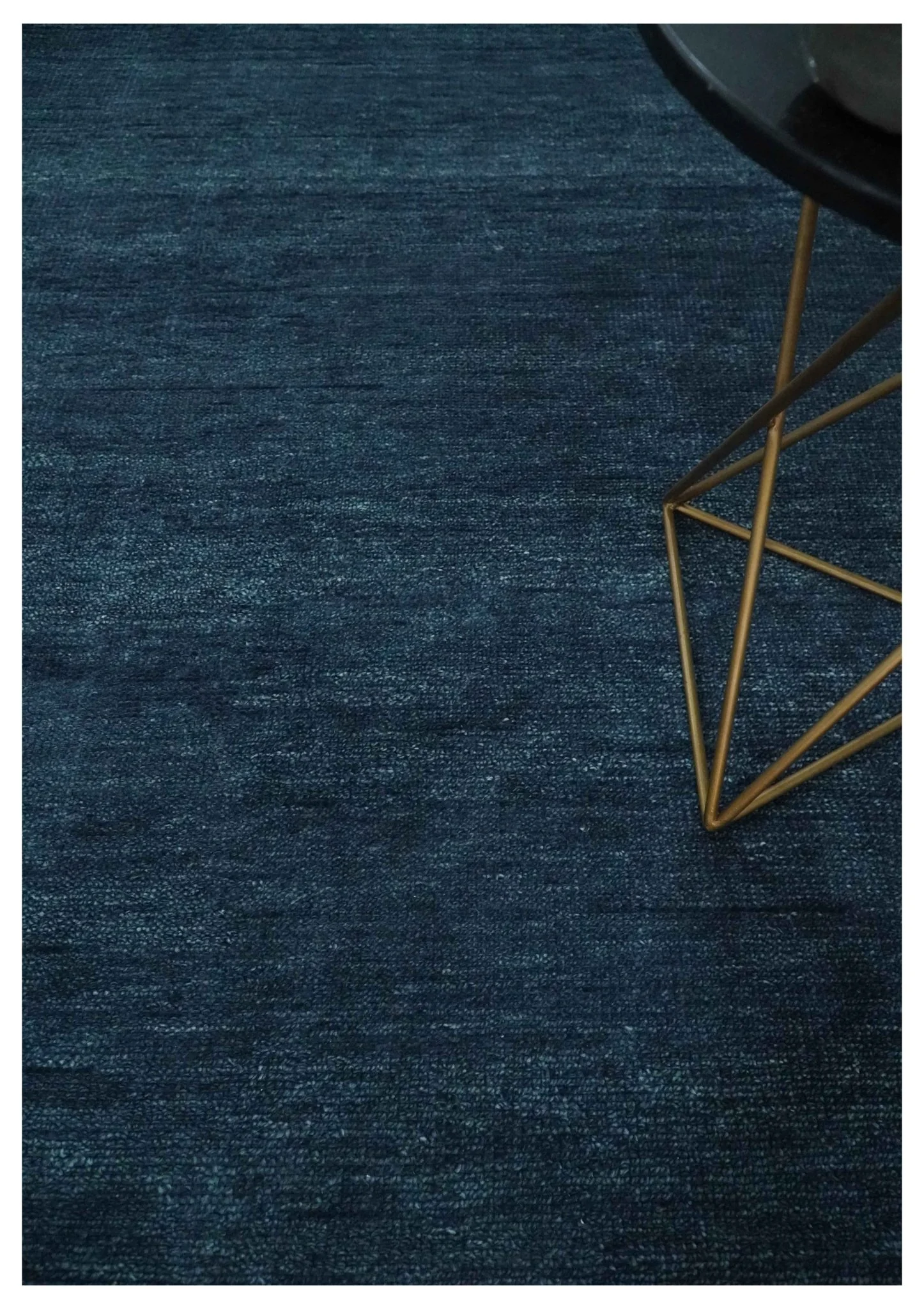 Custom Made Midnight blue Solid Hand knotted Modern wool Area Rug - Image 2